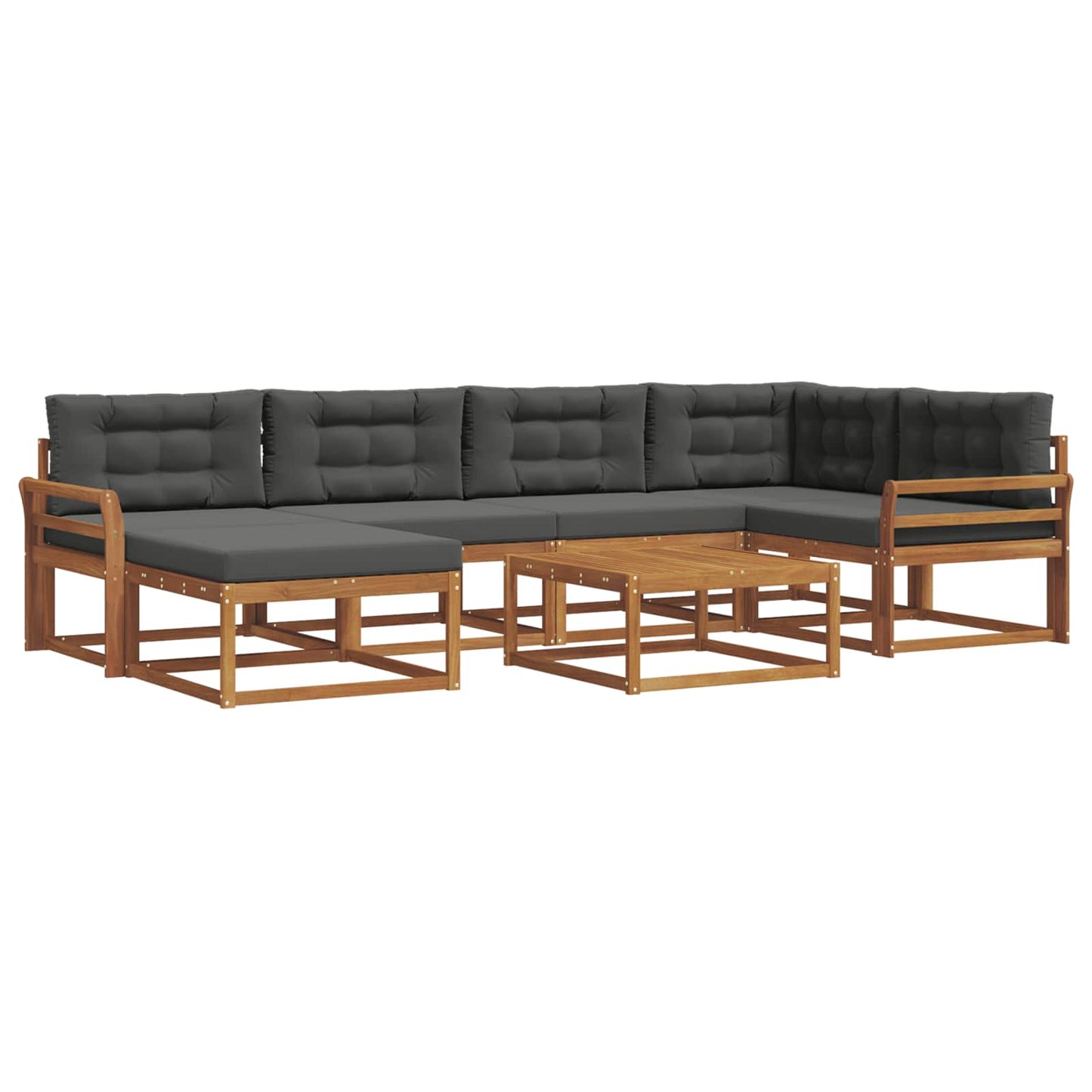 Outdoor-Sofagarnitur mit Kissen 7 pcs Natur und Anthrazit