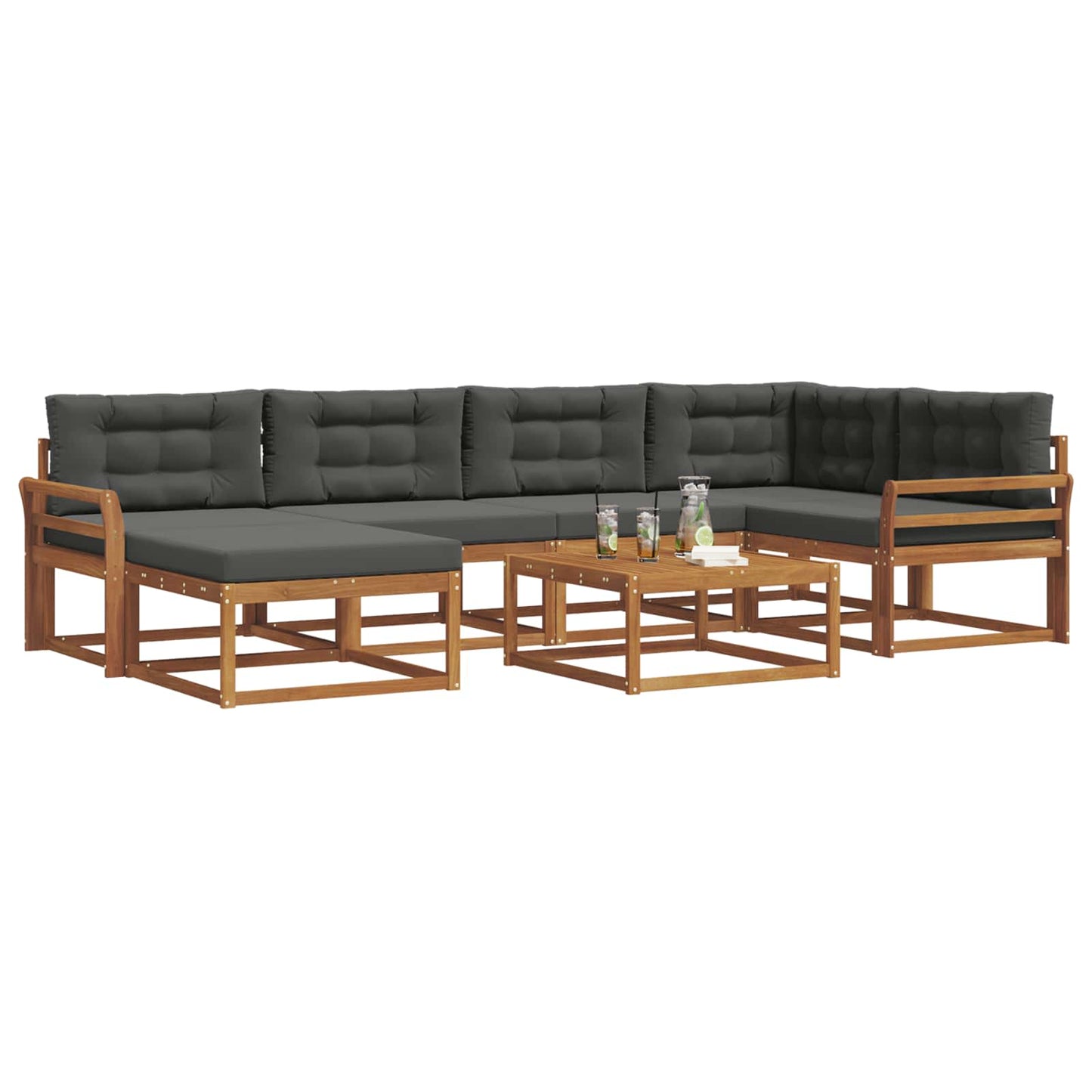 Outdoor-Sofagarnitur mit Kissen 7 pcs Natur und Anthrazit