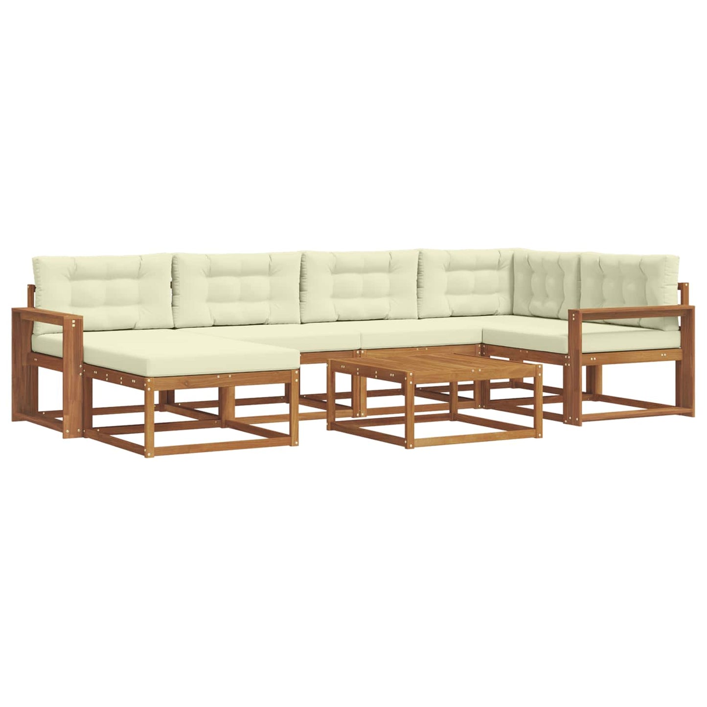 Outdoor-Sofagarnitur mit Kissen 7 pcs Natur und Creme