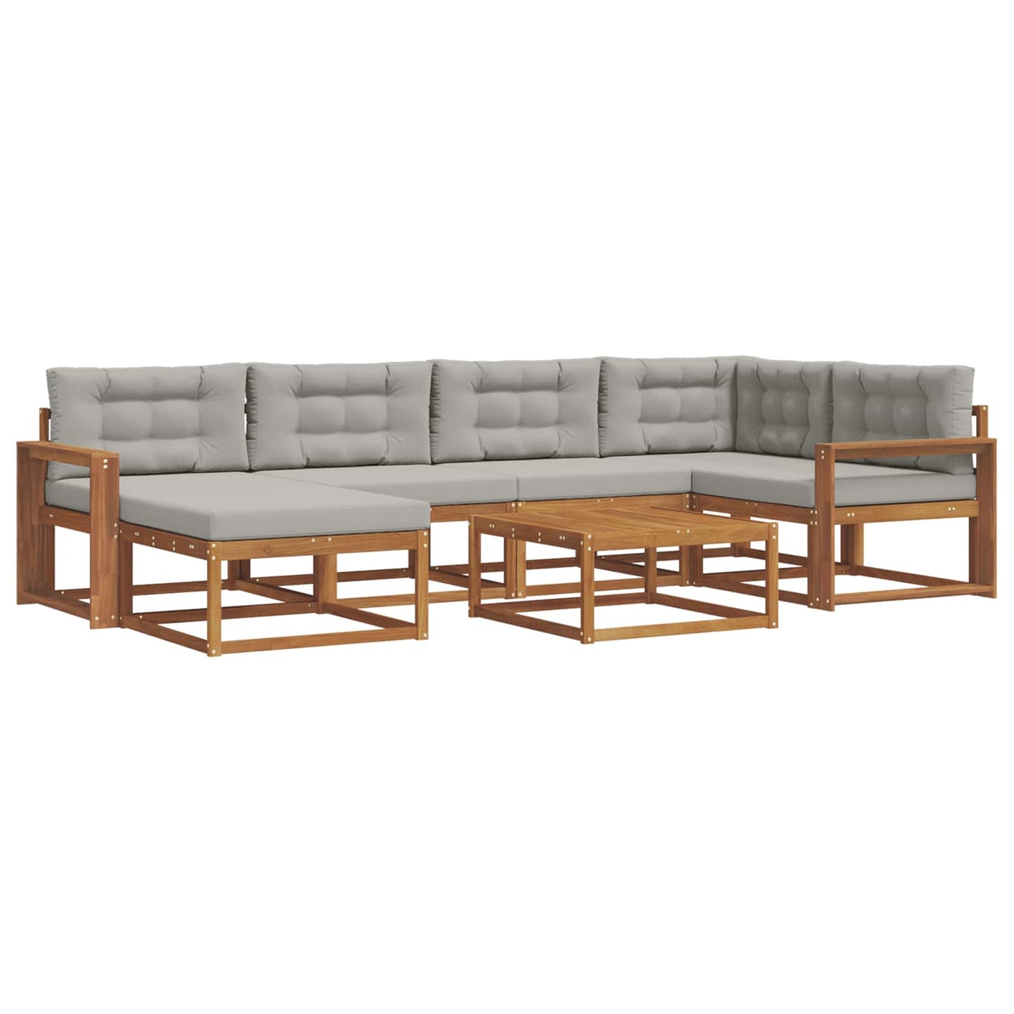 Outdoor-Sofagarnitur mit Kissen 7 pcs Natürlich und Hellgrau