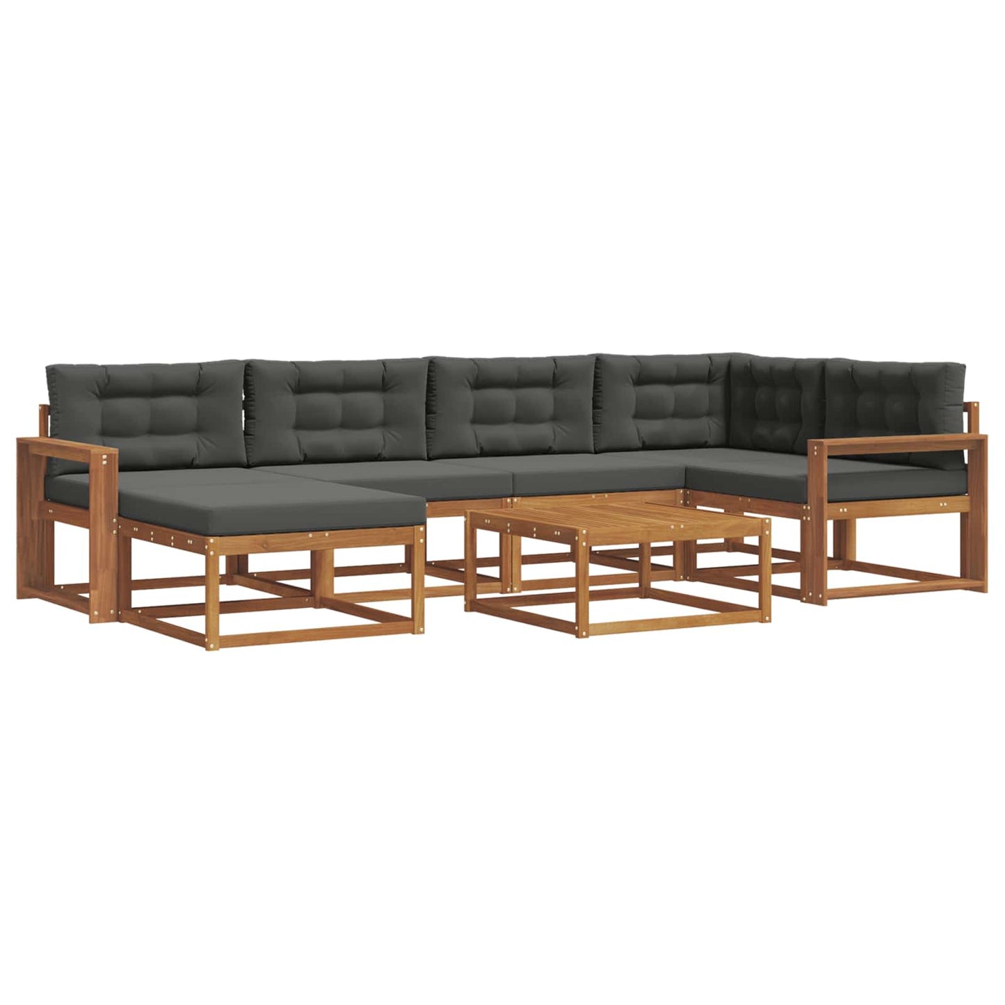 Outdoor-Sofagarnitur mit Kissen 7 pcs Natur und Anthrazit