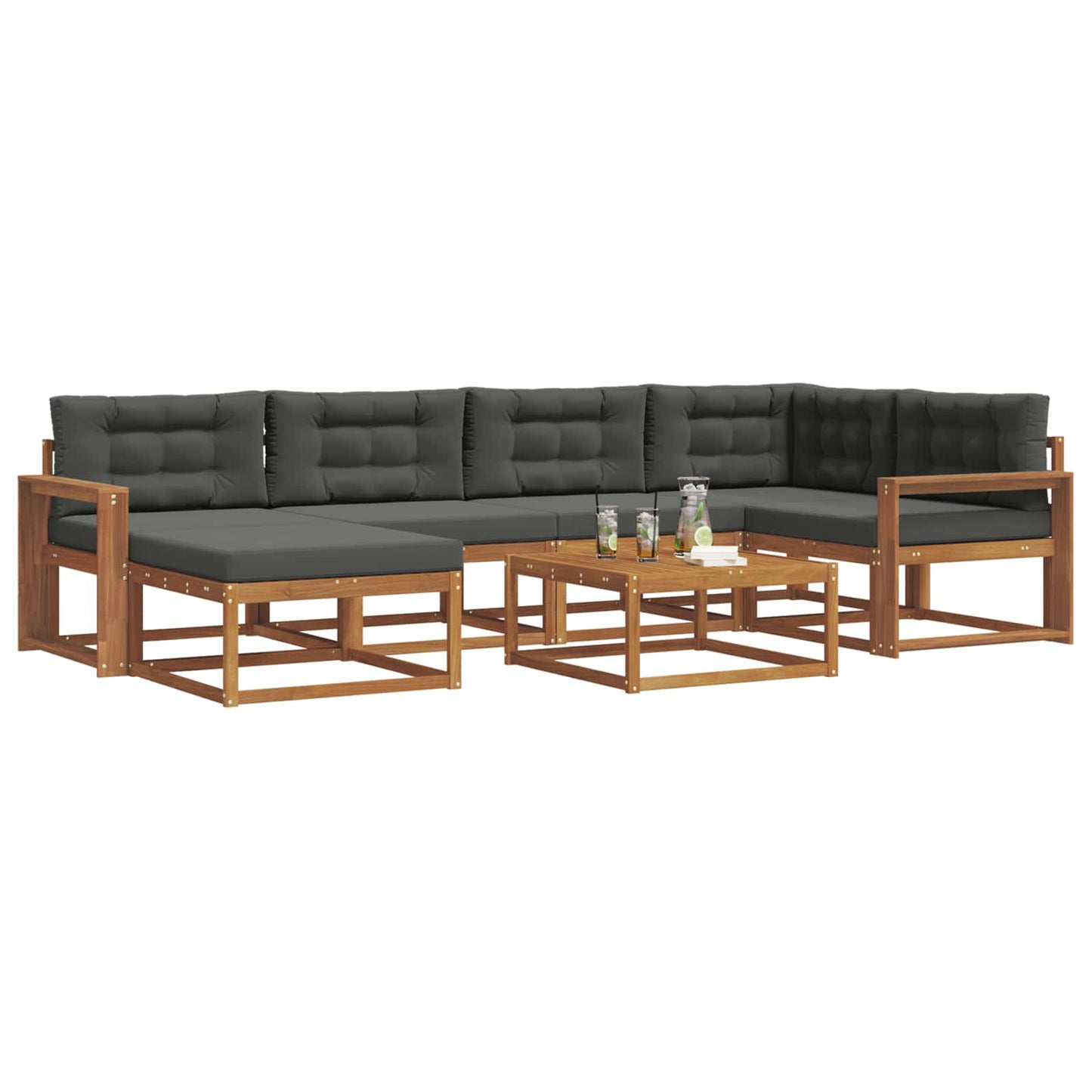 Outdoor-Sofagarnitur mit Kissen 7 pcs Natur und Anthrazit