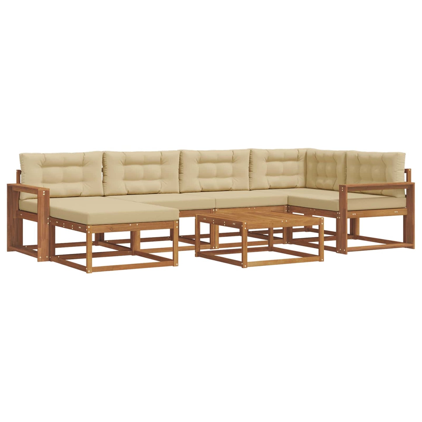 Outdoor-Sofagarnitur mit Kissen 7 pcs Natur und Beige