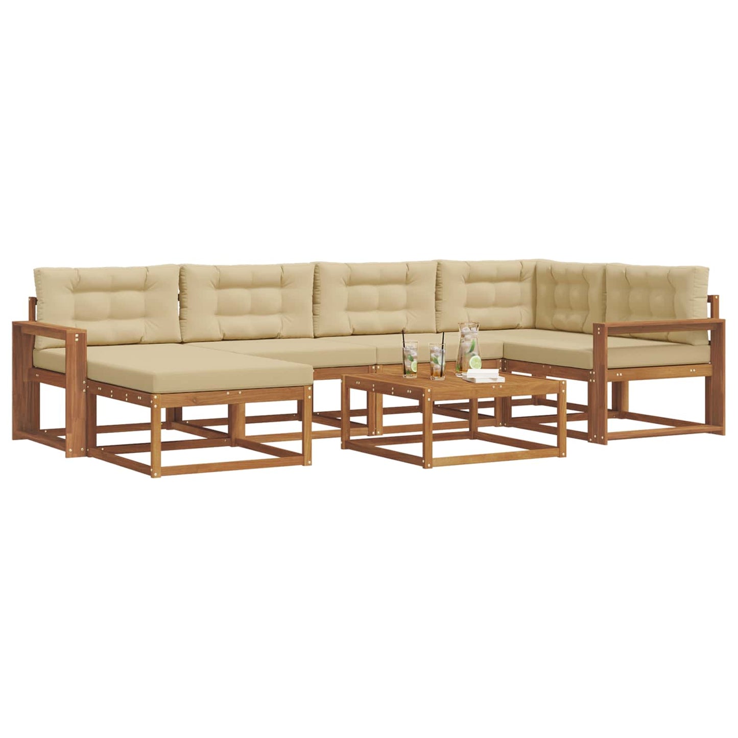Outdoor-Sofagarnitur mit Kissen 7 pcs Natur und Beige