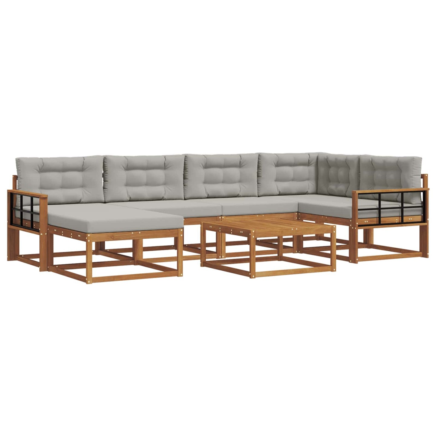 Outdoor-Sofagarnitur mit Kissen 7 pcs Natürlich und Hellgrau