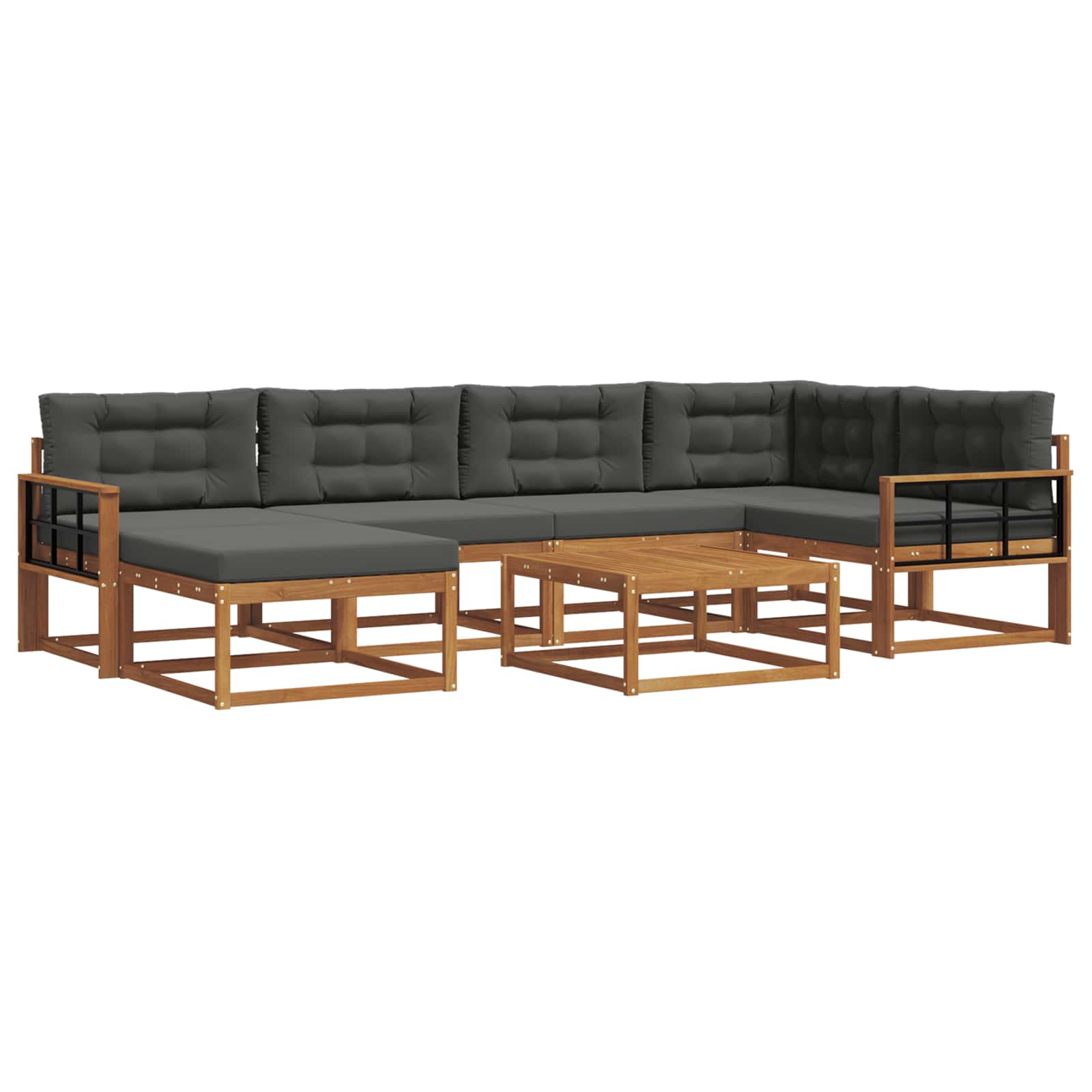 Outdoor-Sofagarnitur mit Kissen 7 pcs Natur und Anthrazit