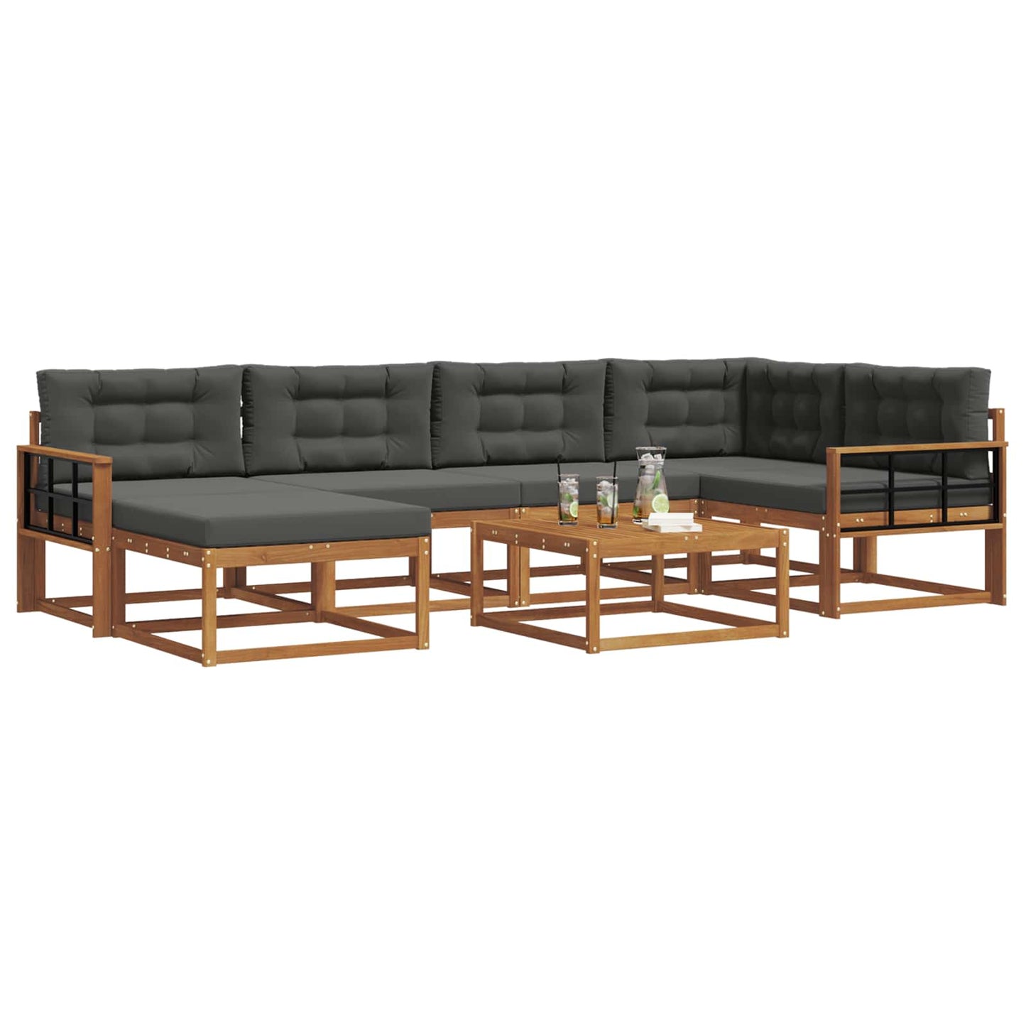 Outdoor-Sofagarnitur mit Kissen 7 pcs Natur und Anthrazit