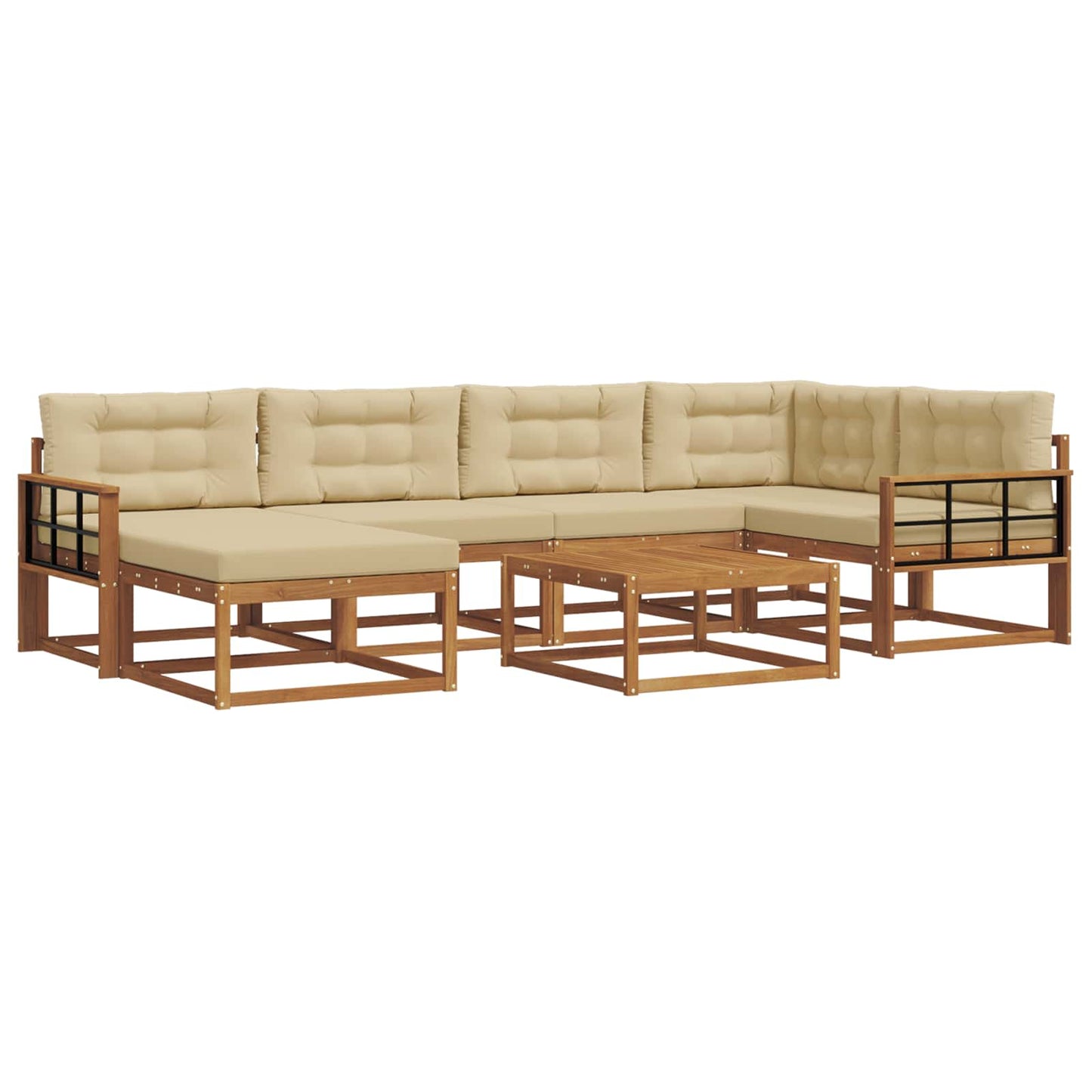 Outdoor-Sofagarnitur mit Kissen 7 pcs Natur und Beige