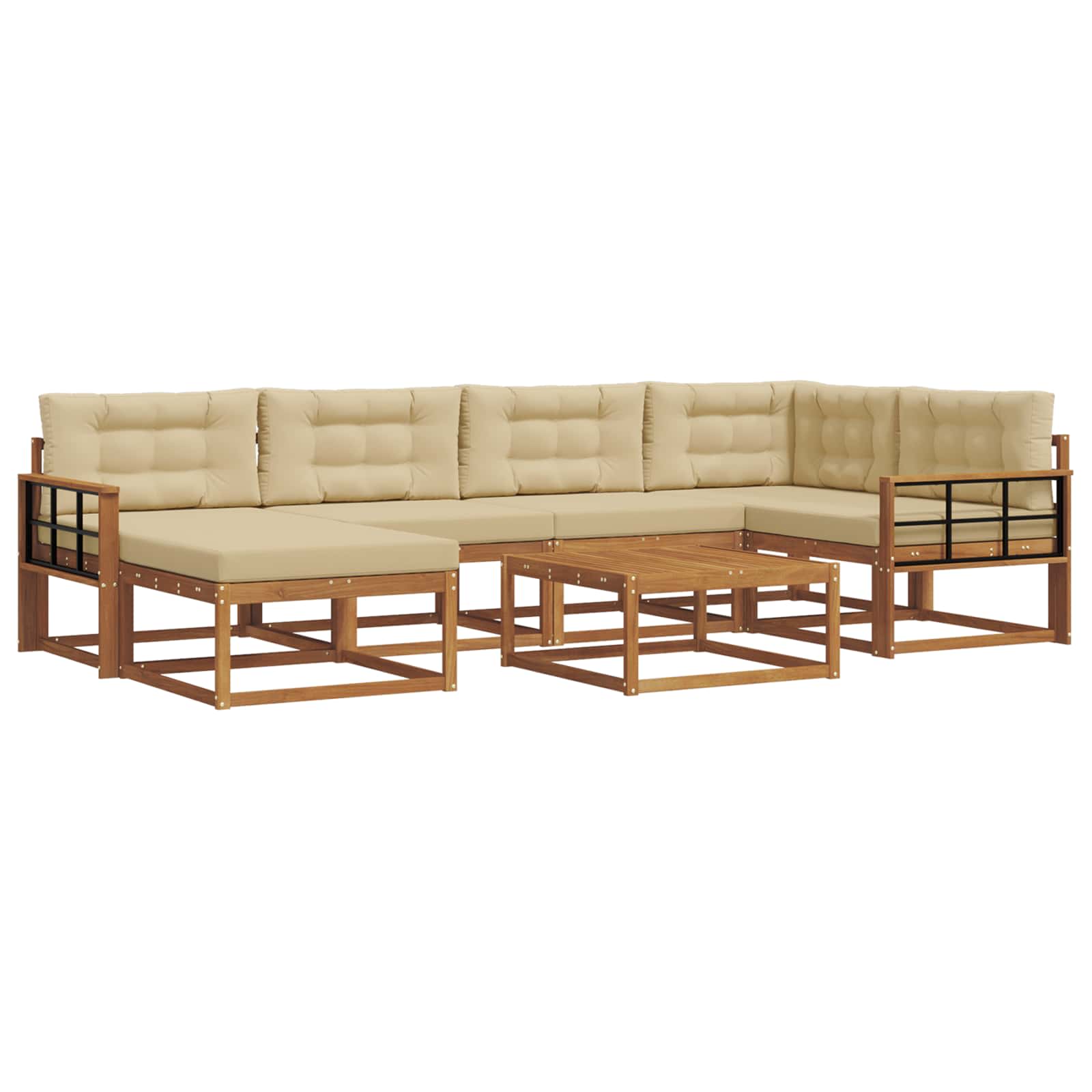 Outdoor-Sofagarnitur mit Kissen 7 pcs Natur und Beige