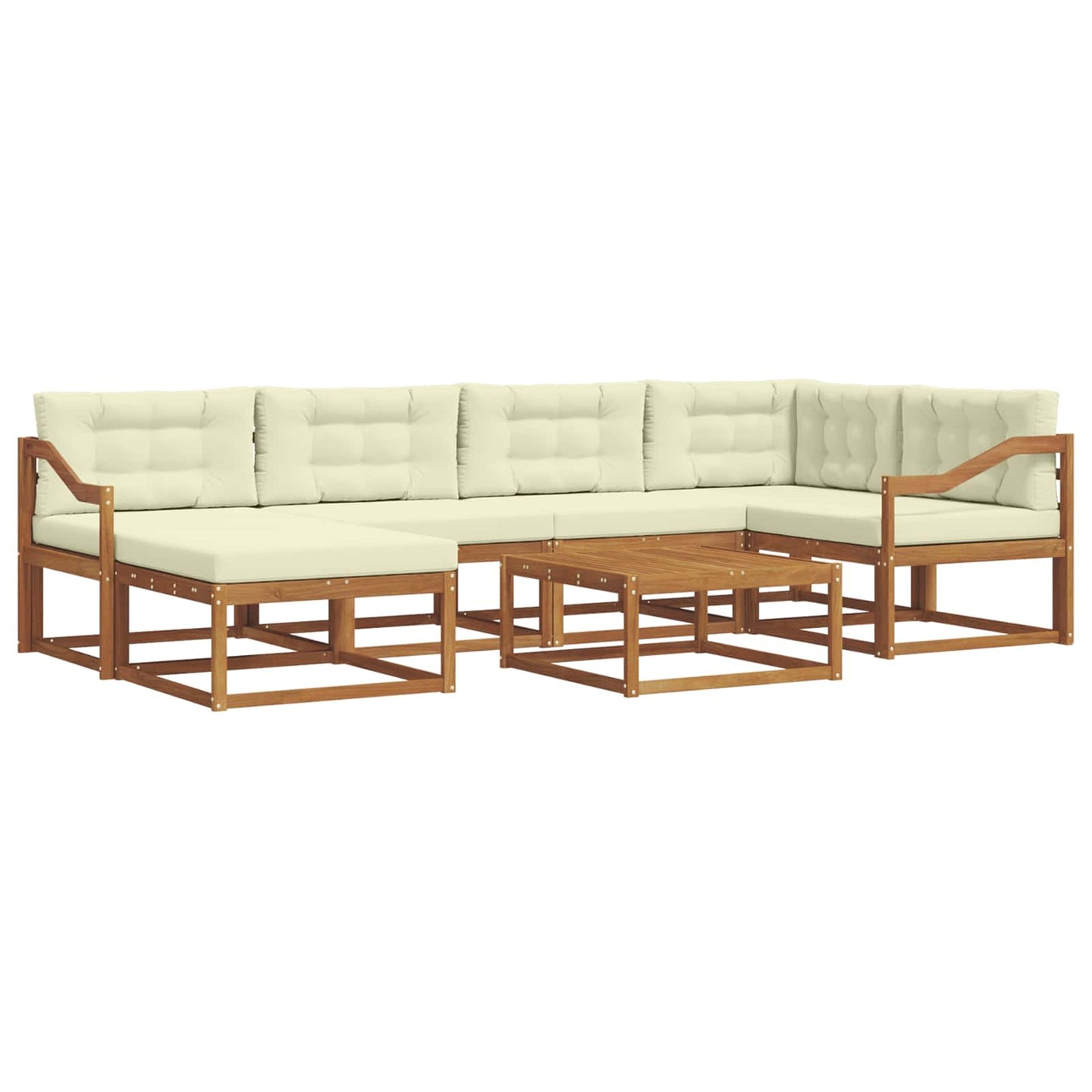 Outdoor-Sofagarnitur mit Kissen 7 pcs Natur und Creme