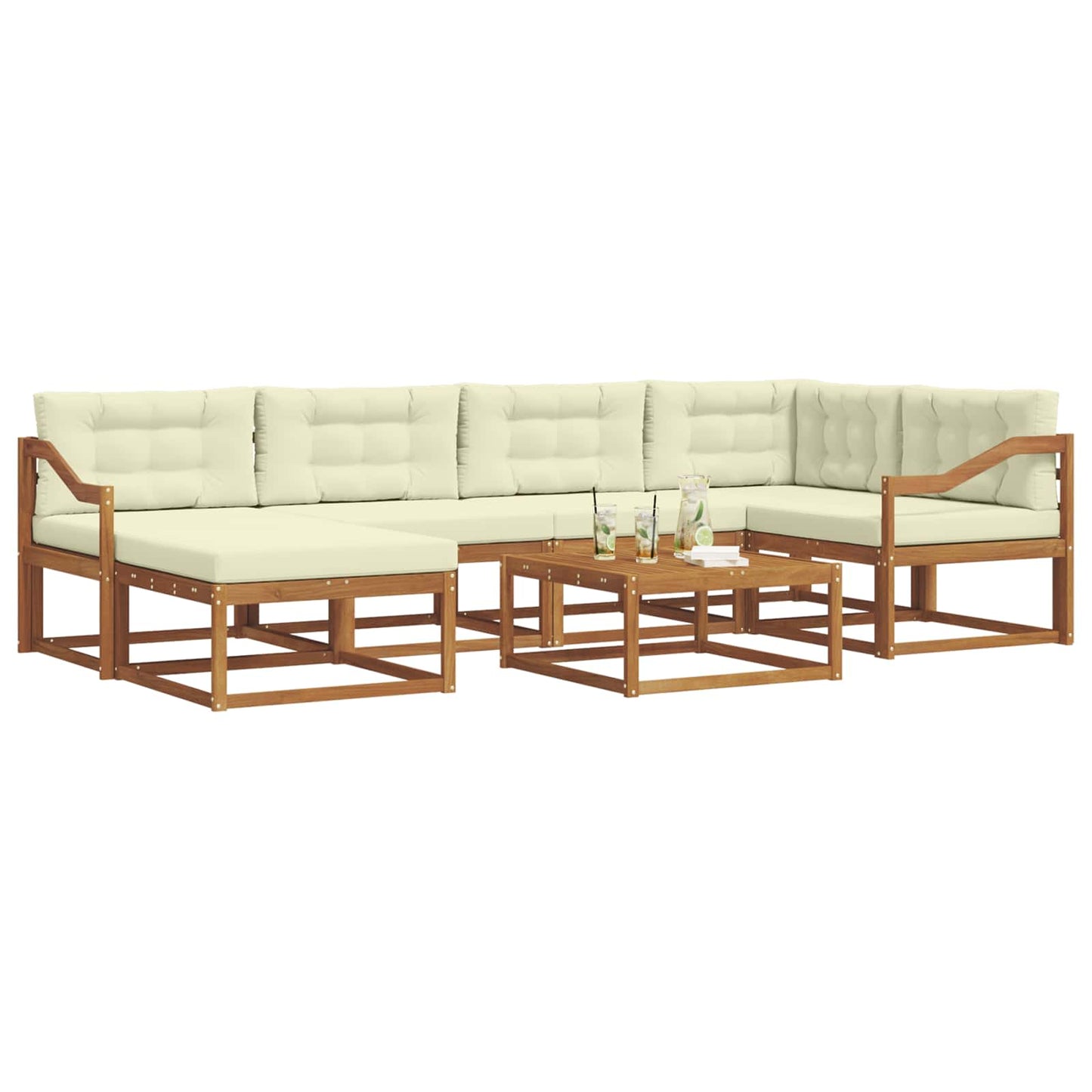 Outdoor-Sofagarnitur mit Kissen 7 pcs Natur und Creme