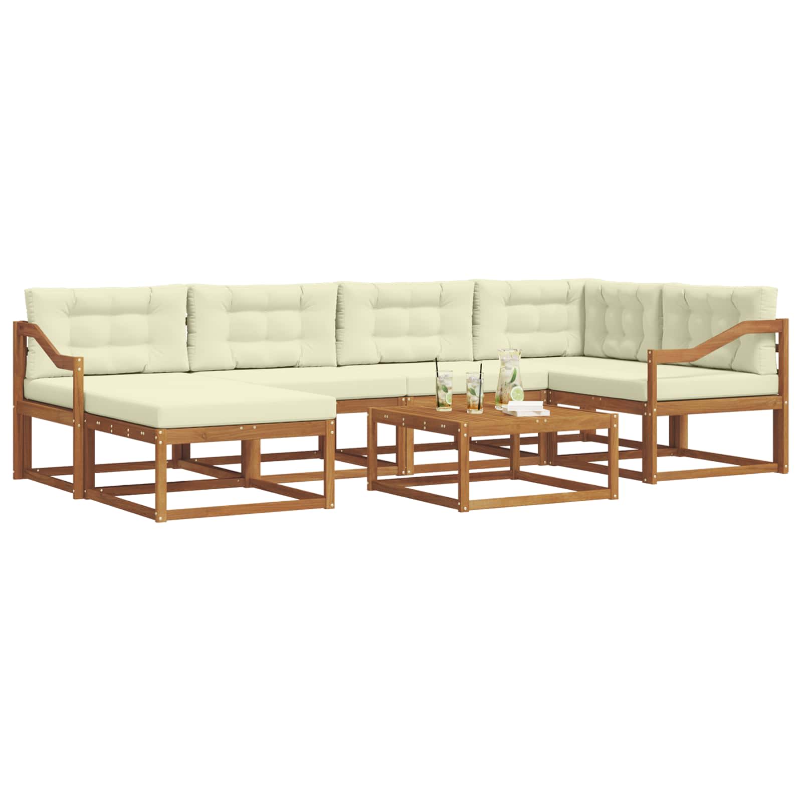 Outdoor-Sofagarnitur mit Kissen 7 pcs Natur und Creme