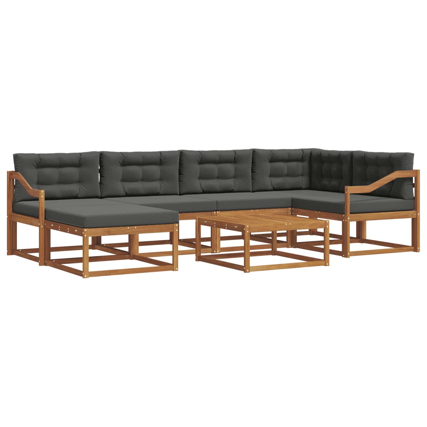 Outdoor-Sofagarnitur mit Kissen 7 pcs Natur und Anthrazit