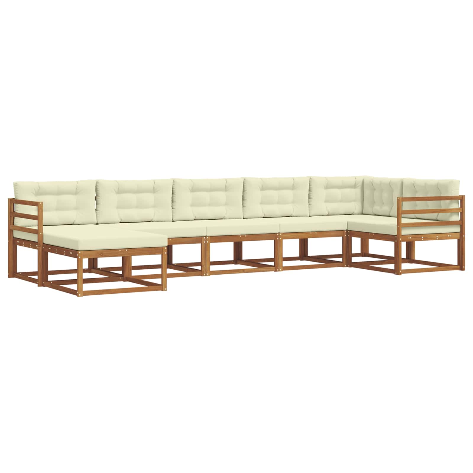 Outdoor-Sofagarnitur 7 stk. Natur und Creme