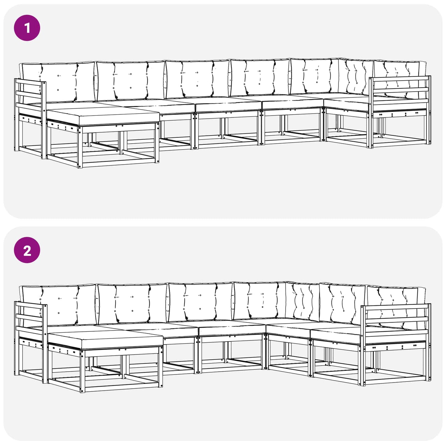 Outdoor-Sofagarnitur 7 stk. Natur und Creme
