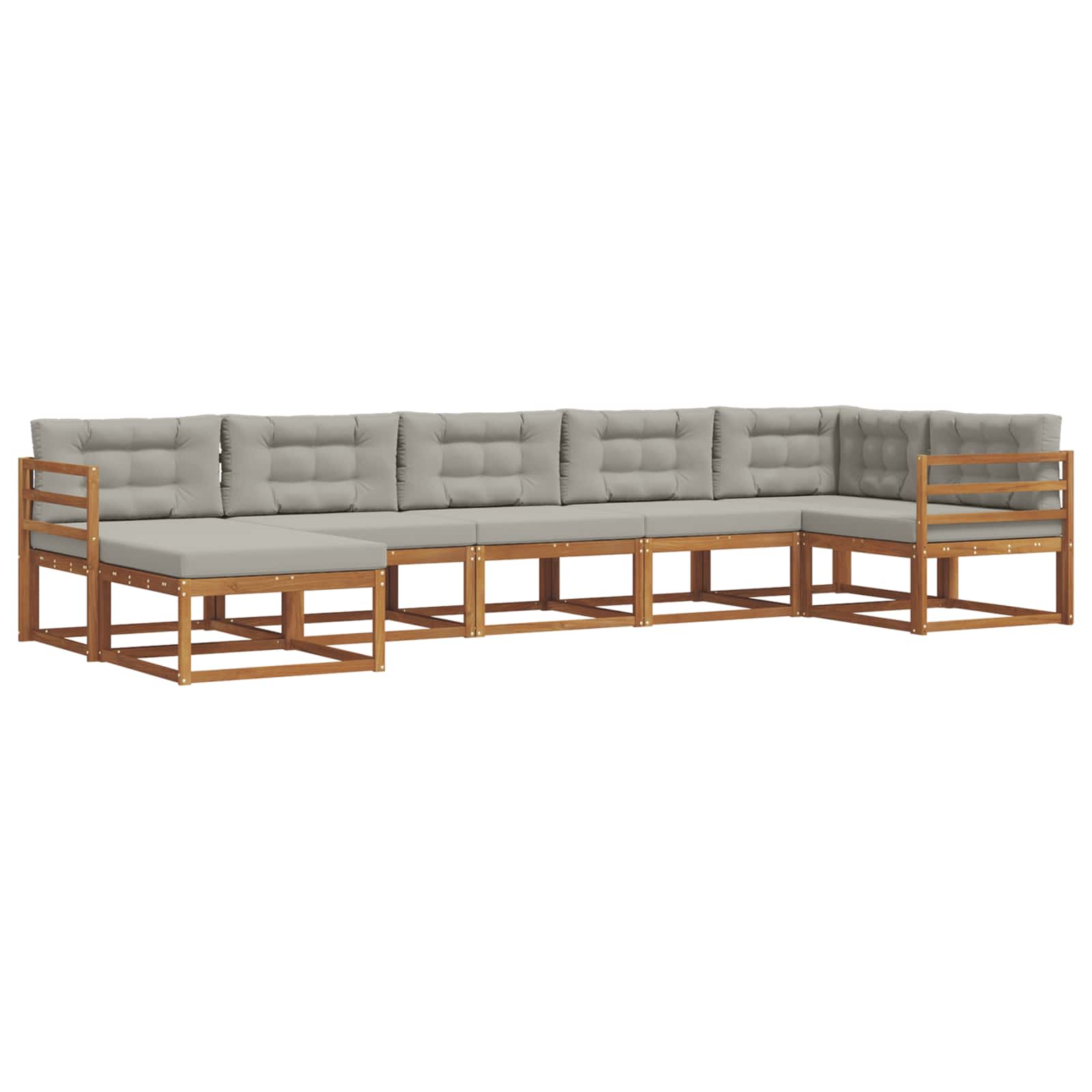 Outdoor-Sofagarnitur mit Kissen 7 pcs Natürlich und Hellgrau