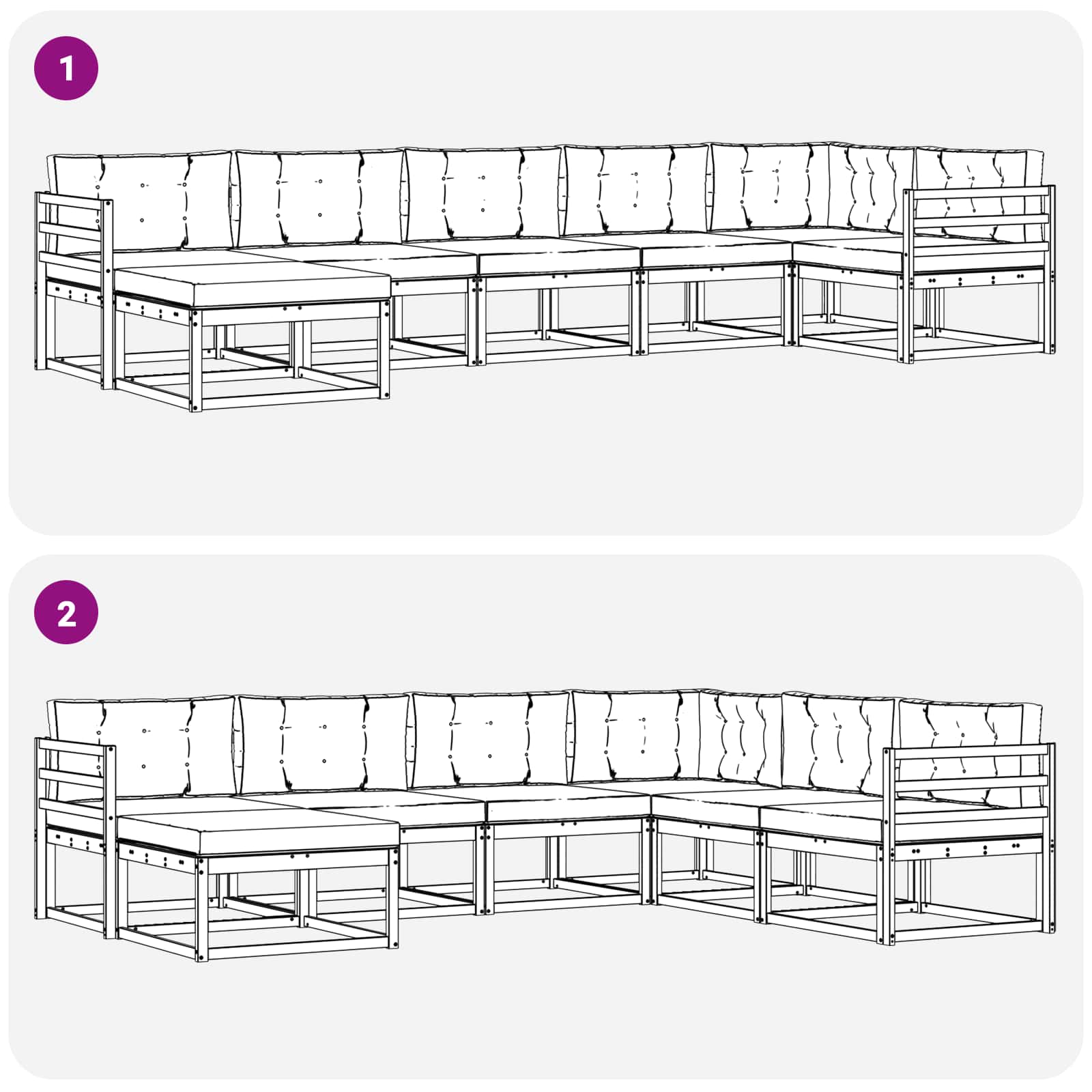 Outdoor-Sofagarnitur 7 stk. Natur und Anthrazit
