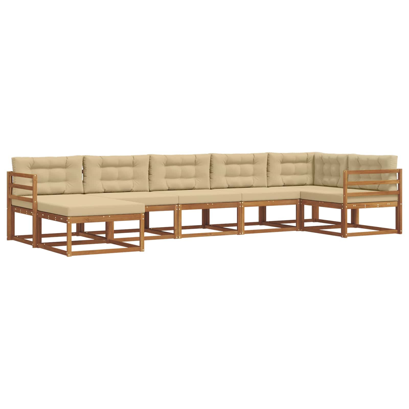 Outdoor-Sofagarnitur mit Kissen 7 pcs Natur und Beige