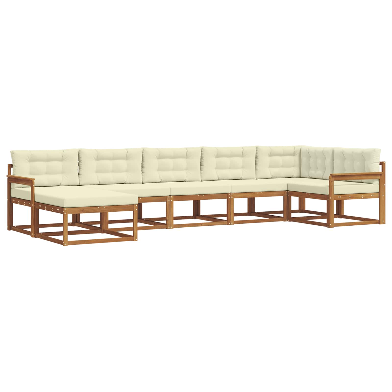 Outdoor-Sofagarnitur 7 stk. Natur und Creme