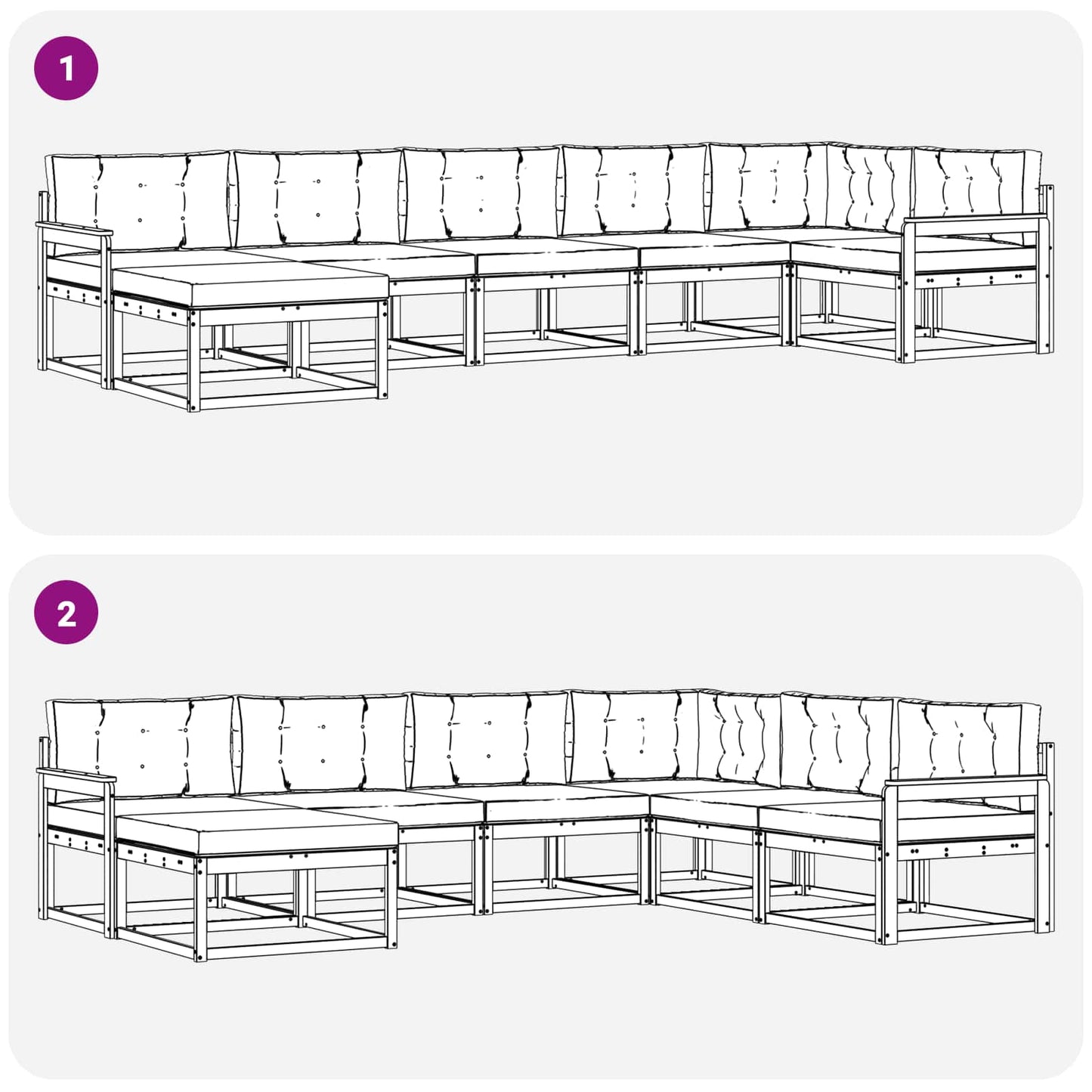Outdoor-Sofagarnitur 7 stk. Natur und Creme