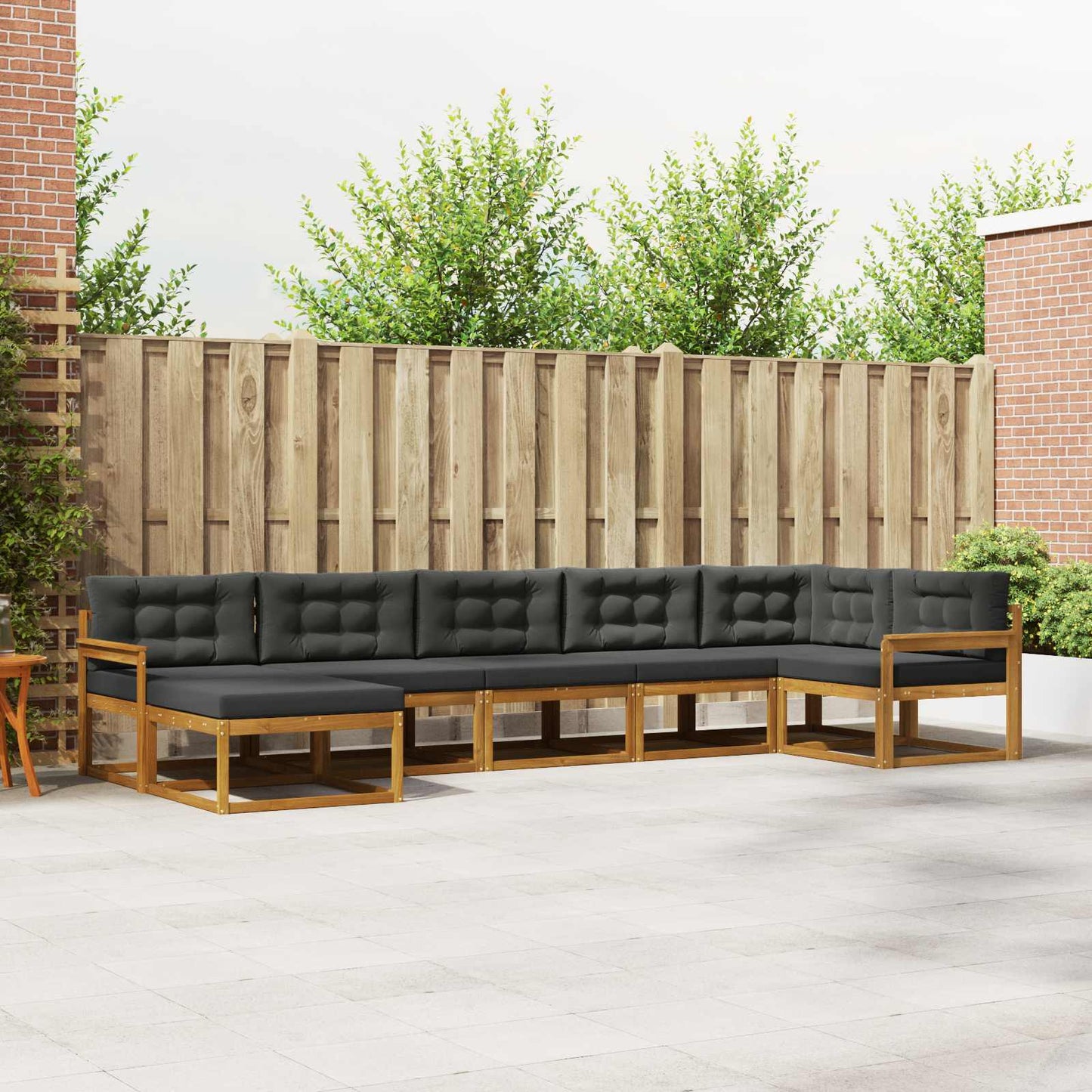 Outdoor-Sofagarnitur 7 stk. Natur und Anthrazit
