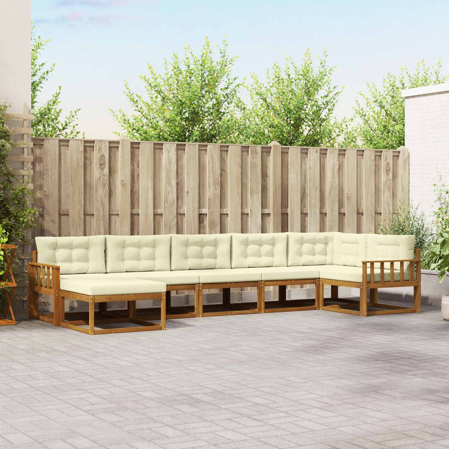 Outdoor-Sofagarnitur 7 stk. Natur und Creme