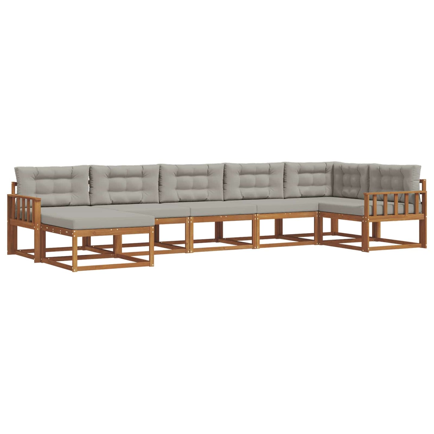Outdoor-Sofagarnitur mit Kissen 7 pcs Natürlich und Hellgrau