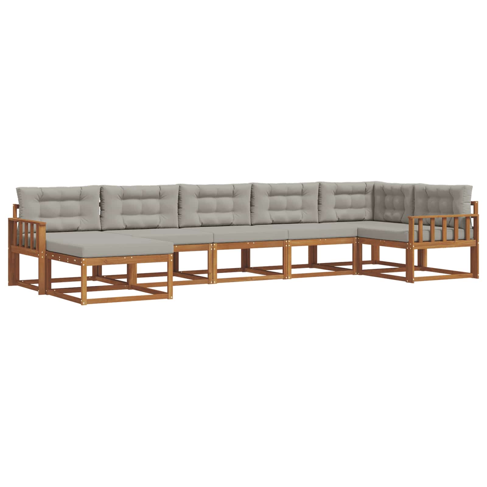 Outdoor-Sofagarnitur mit Kissen 7 pcs Natürlich und Hellgrau