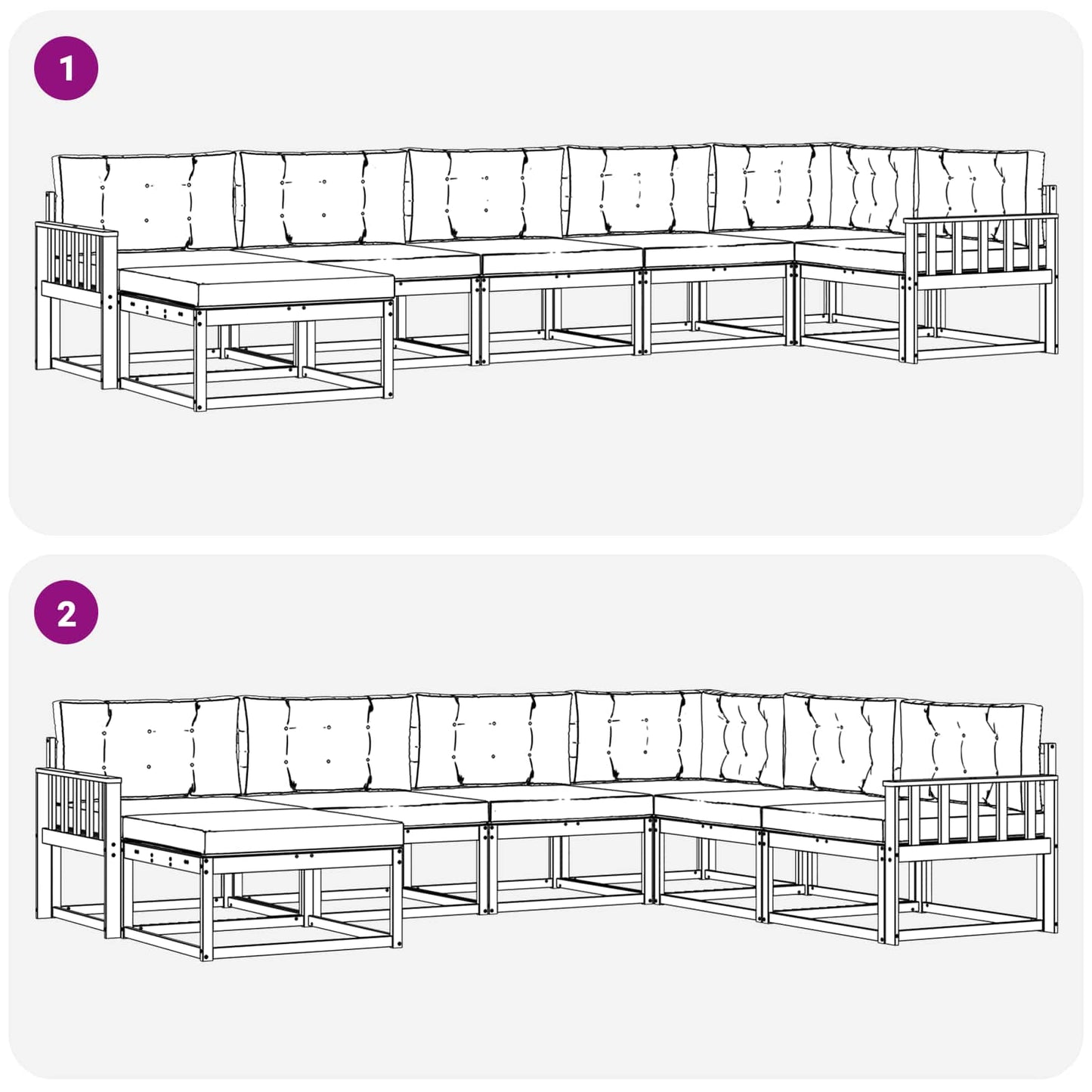Outdoor-Sofagarnitur 7 stk. Natur und Beige