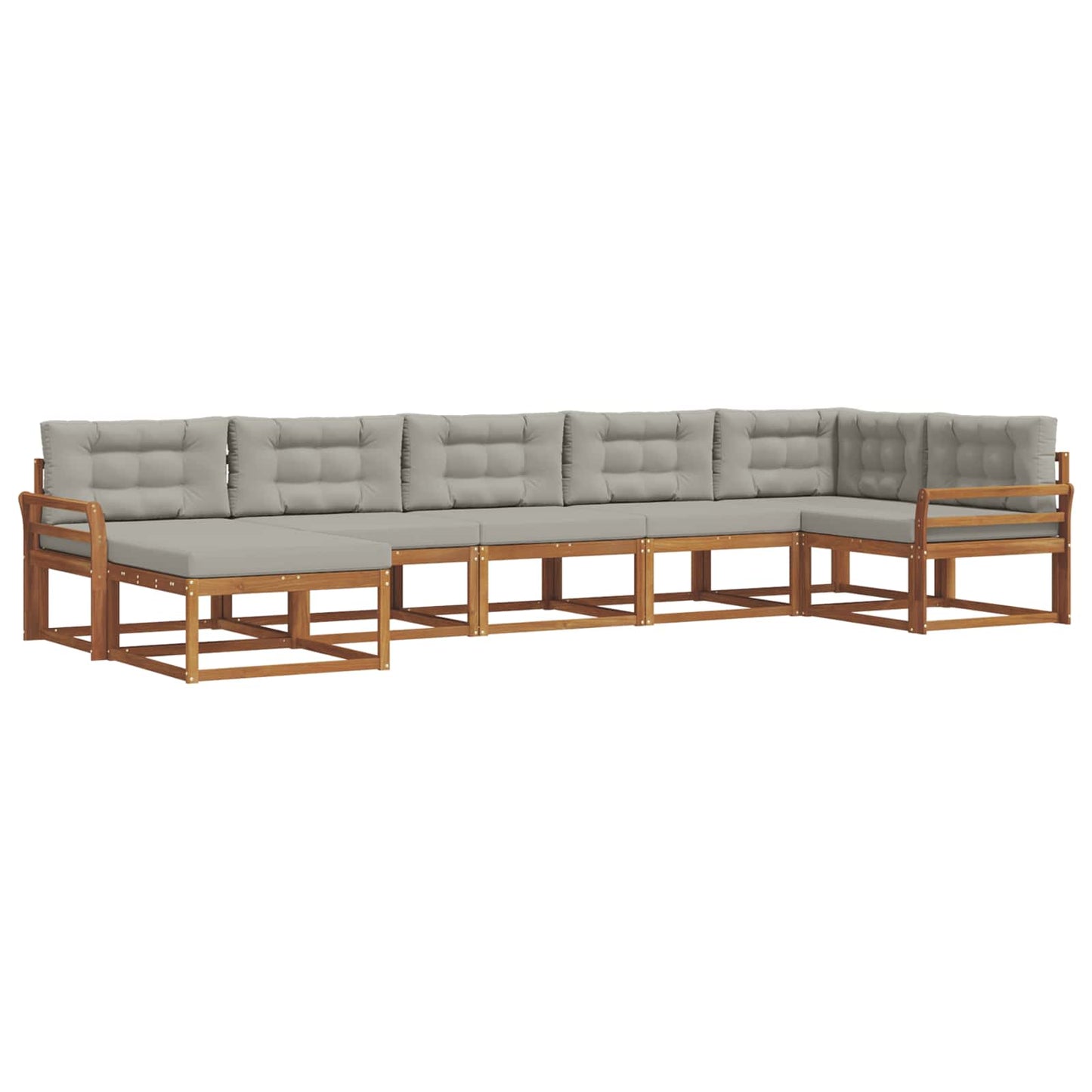 Outdoor-Sofagarnitur mit Kissen 7 pcs Natürlich und Hellgrau