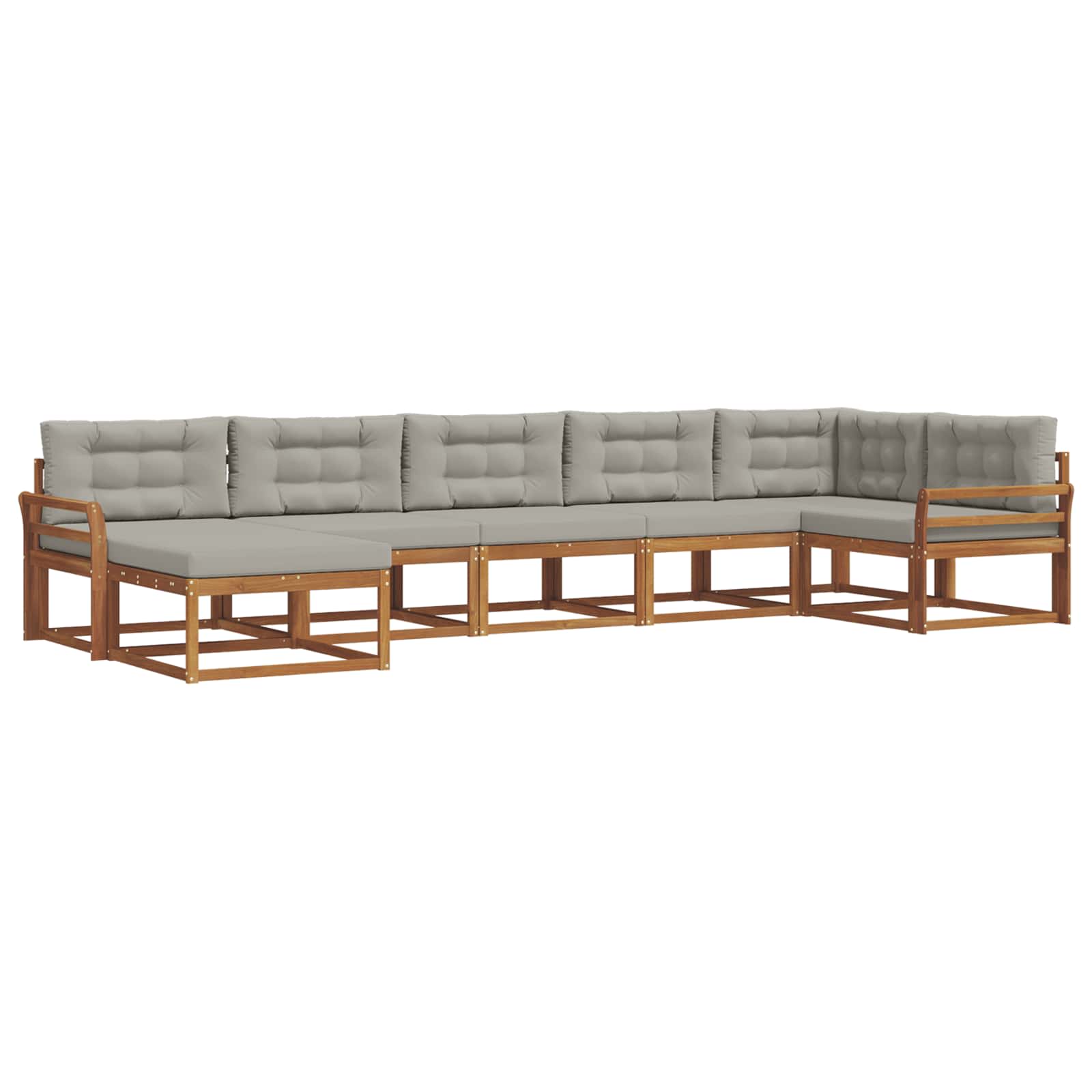 Outdoor-Sofagarnitur mit Kissen 7 pcs Natürlich und Hellgrau