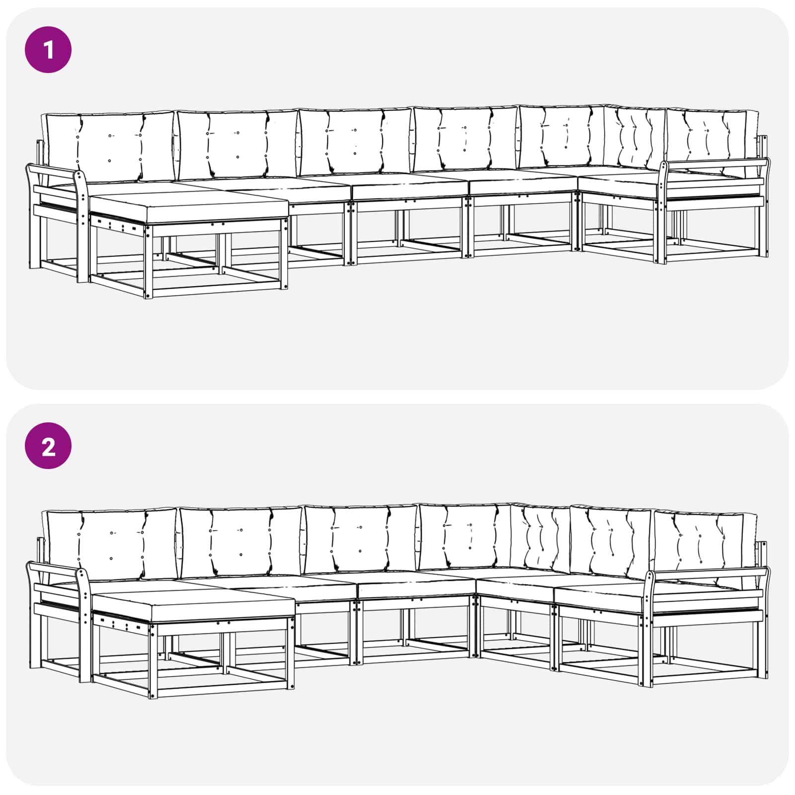 Outdoor-Sofagarnitur 7 stk. Natur und Anthrazit