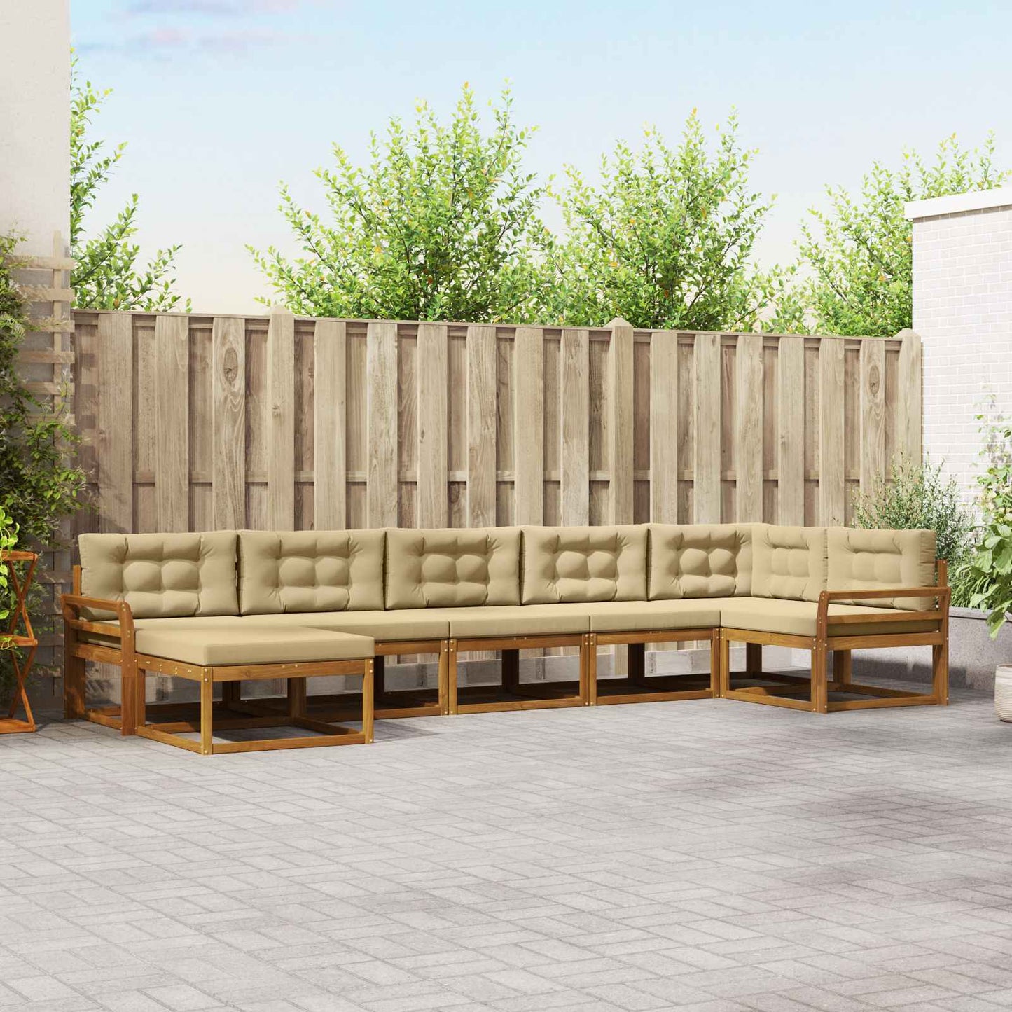 Outdoor-Sofagarnitur 7 stk. Natur und Beige