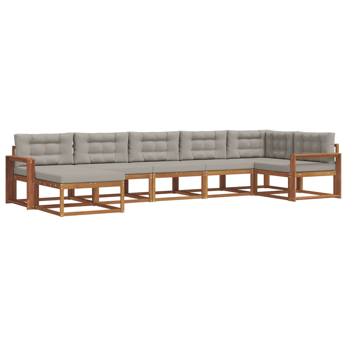 Outdoor-Sofagarnitur mit Kissen 7 pcs Natürlich und Hellgrau