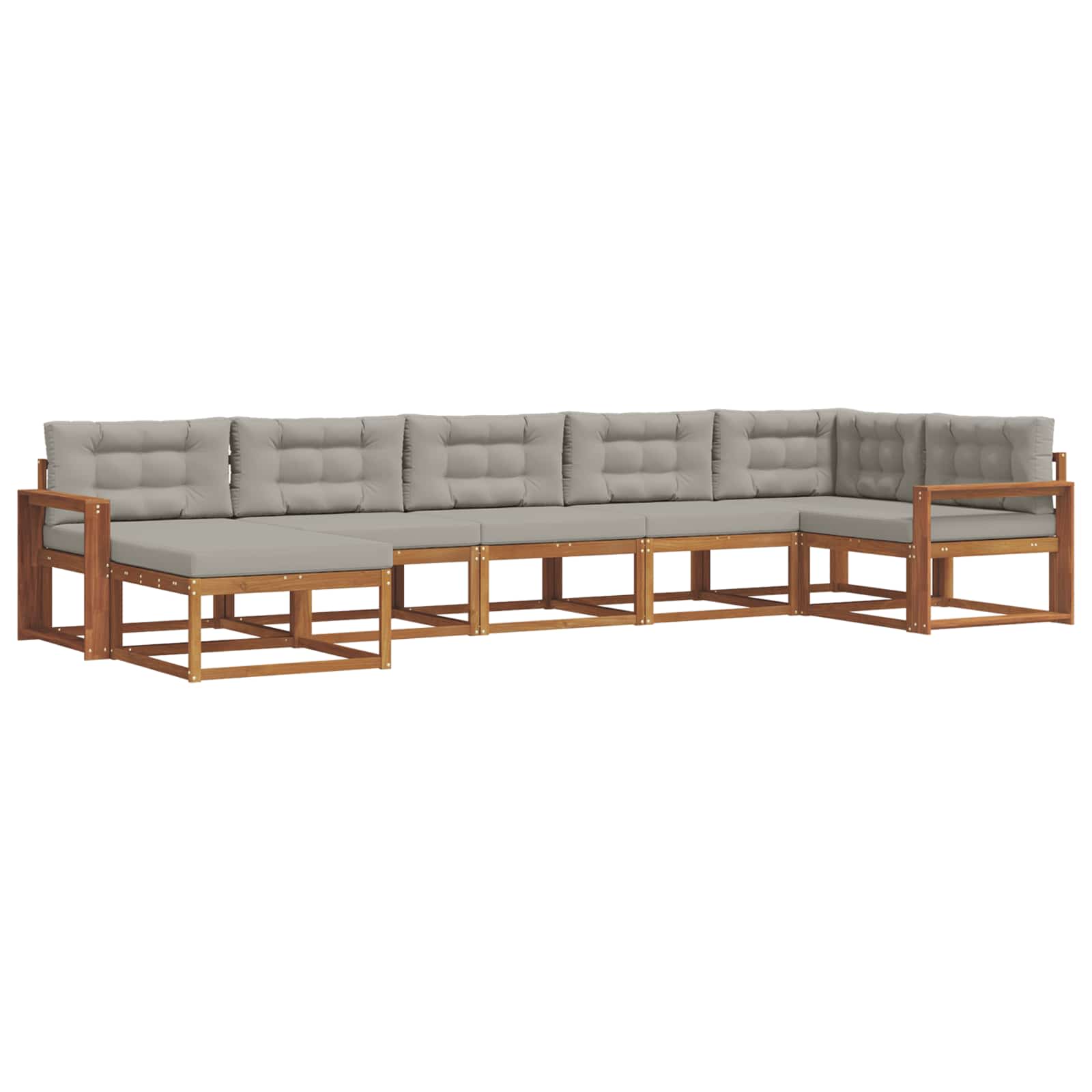Outdoor-Sofagarnitur mit Kissen 7 pcs Natürlich und Hellgrau