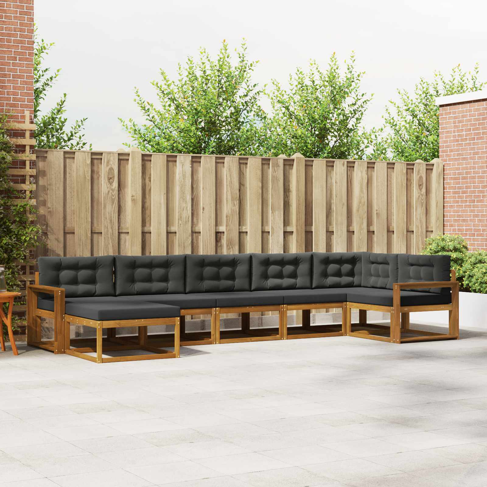 Outdoor-Sofagarnitur 7 stk. Natur und Anthrazit