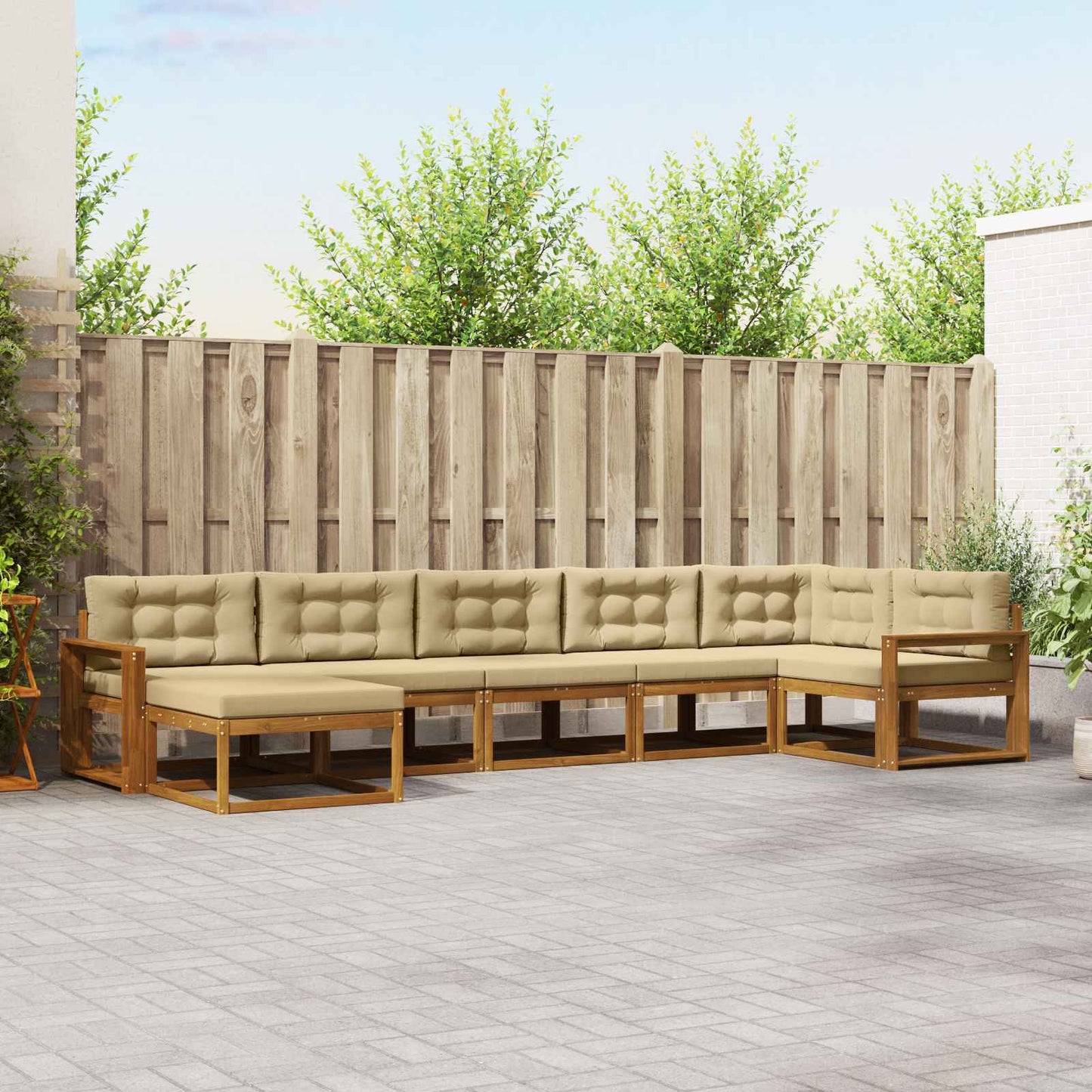 Outdoor-Sofagarnitur 7 stk. Natur und Beige