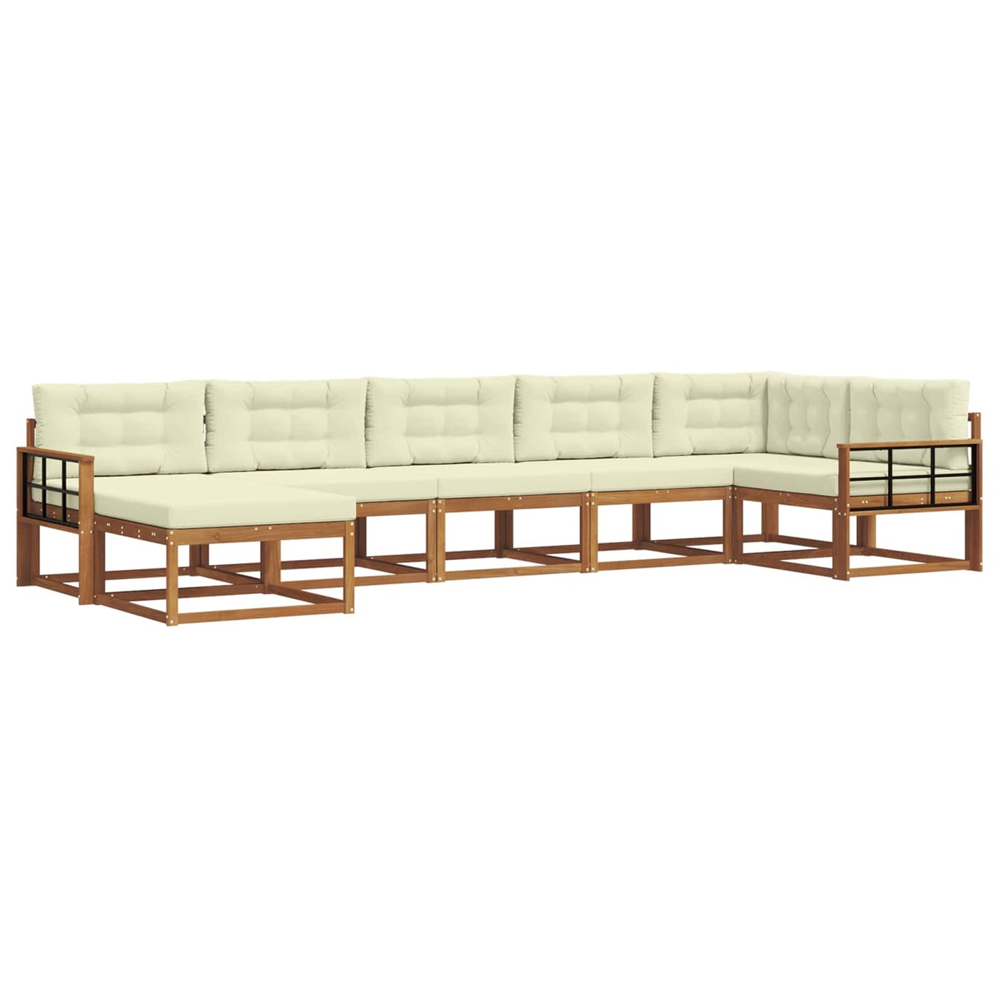 Outdoor-Sofagarnitur mit Kissen 7 pcs Natur und Creme