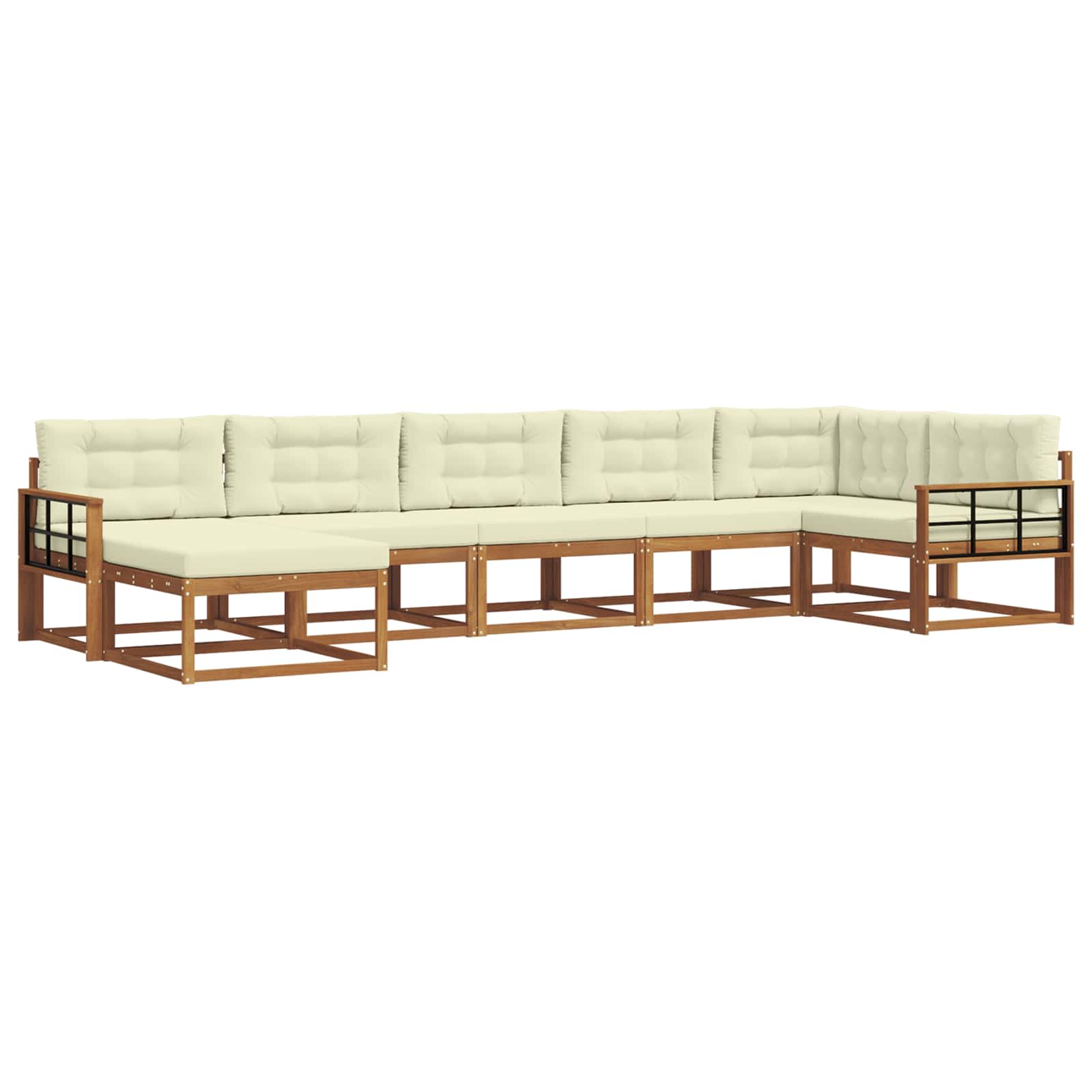 Outdoor-Sofagarnitur mit Kissen 7 pcs Natur und Creme
