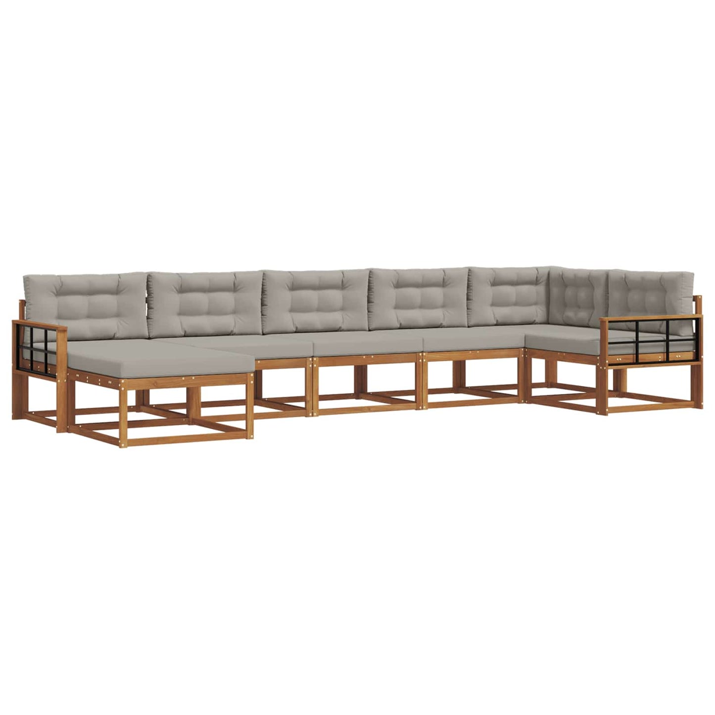 Outdoor-Sofagarnitur mit Kissen 7 pcs Natürlich und Hellgrau