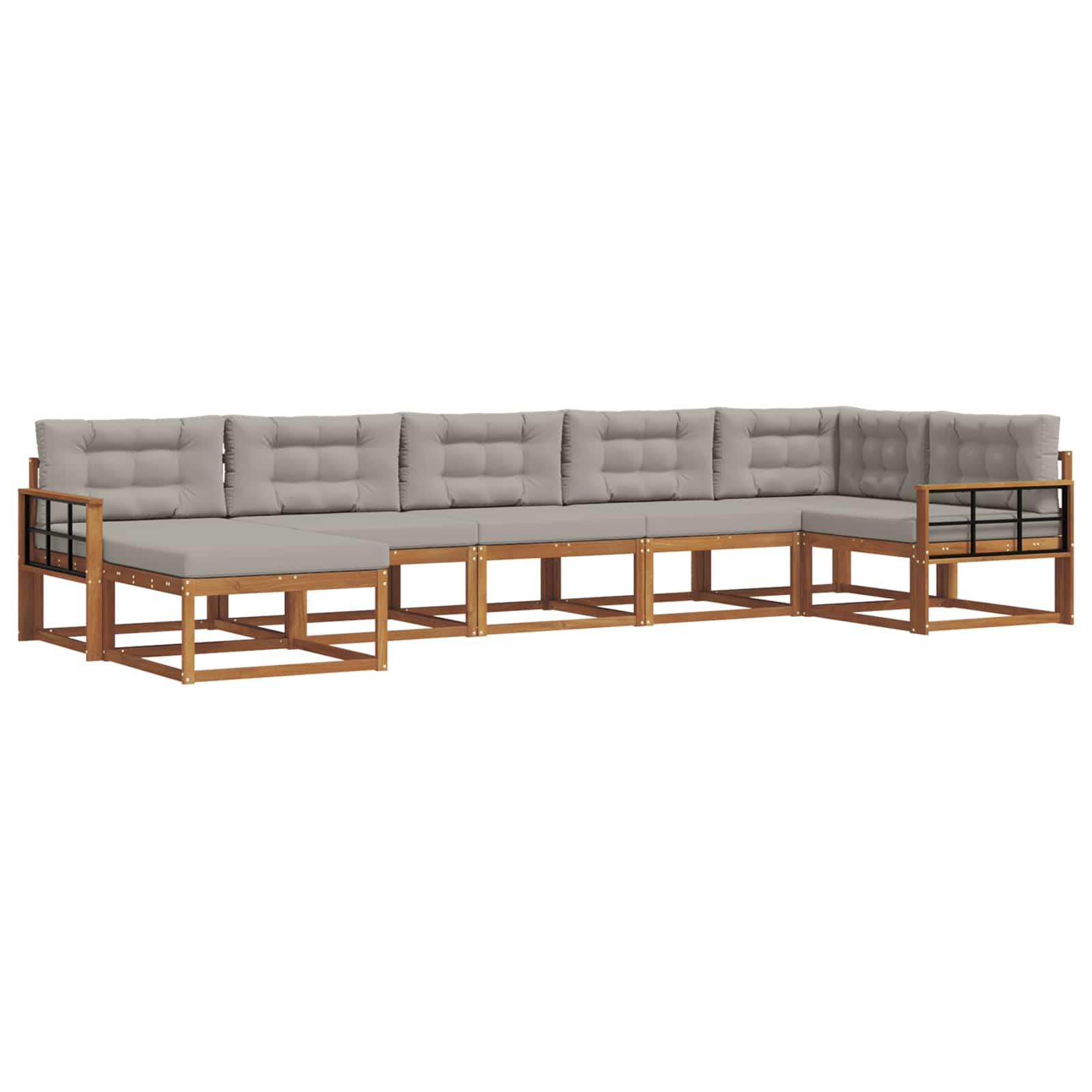 Outdoor-Sofagarnitur mit Kissen 7 pcs Natürlich und Hellgrau