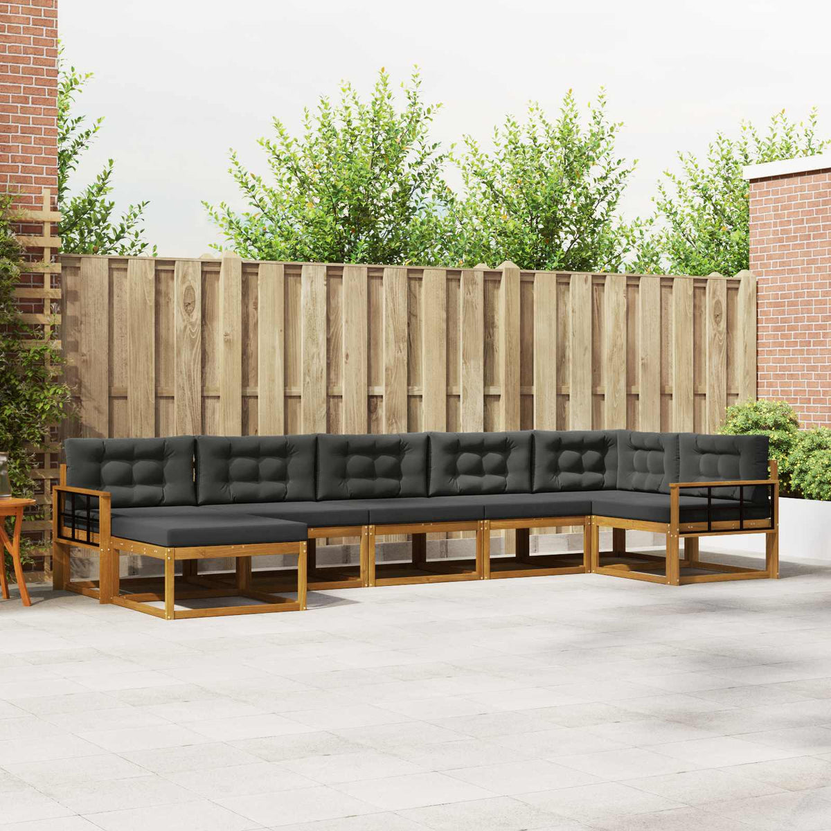 Outdoor-Sofagarnitur 7 stk. Natur und Anthrazit