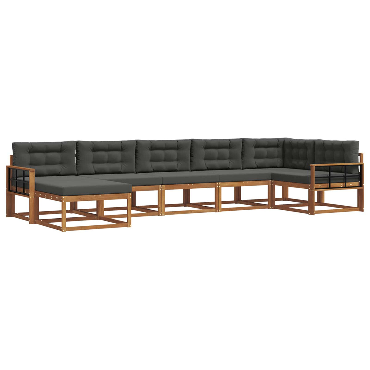 Outdoor-Sofagarnitur 7 stk. Natur und Anthrazit