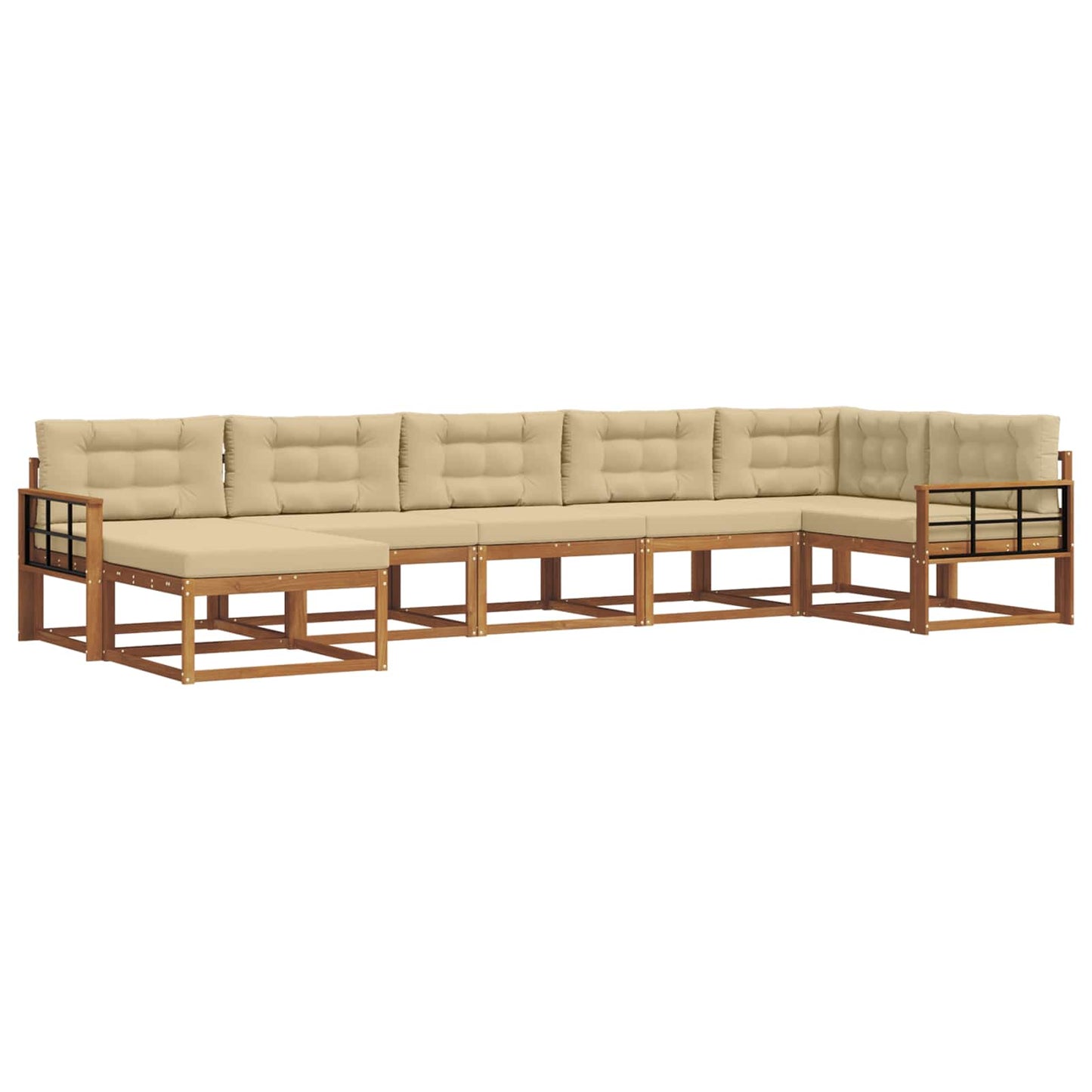 Outdoor-Sofagarnitur 7 stk. Natur und Beige