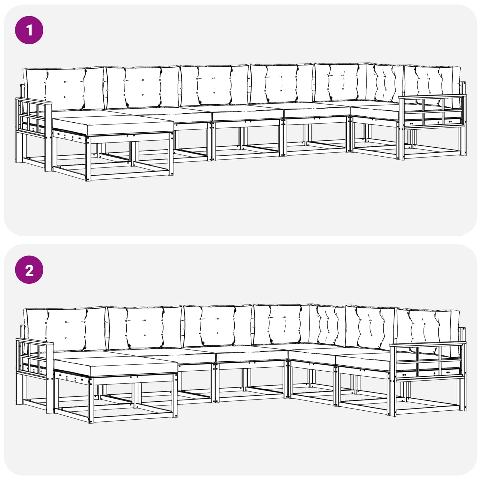 Outdoor-Sofagarnitur 7 stk. Natur und Beige