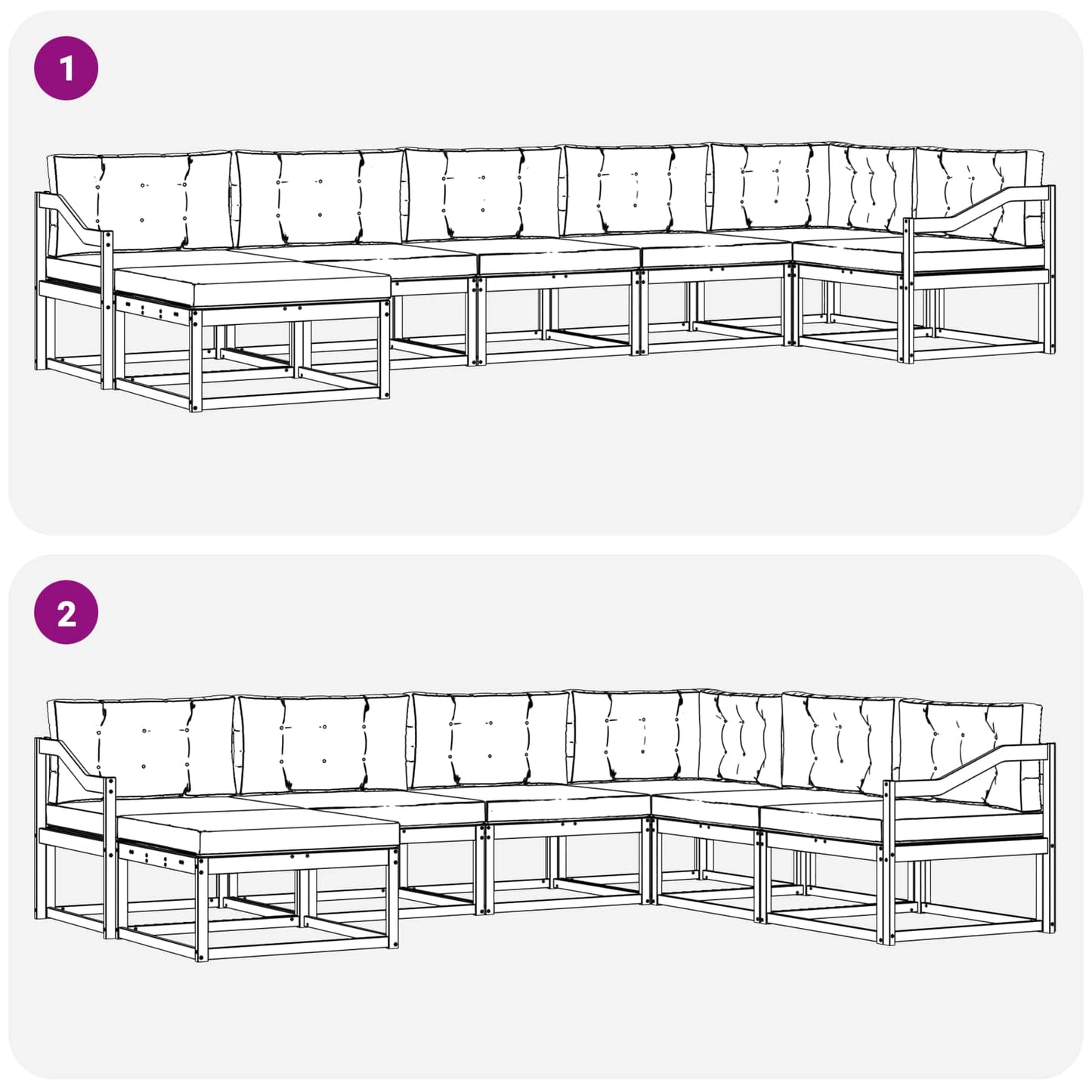 Outdoor-Sofagarnitur 7 stk. Natur und Anthrazit