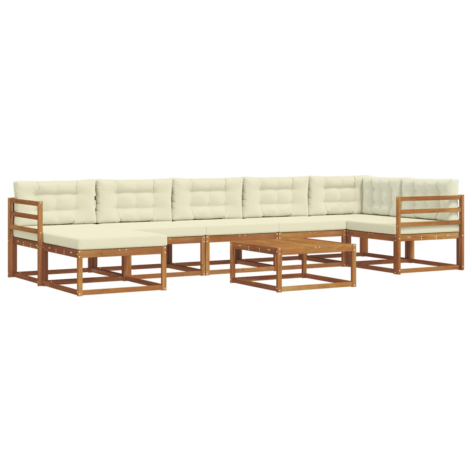 Outdoor-Sofagarnitur mit Kissen 8 pcs Natur und Creme