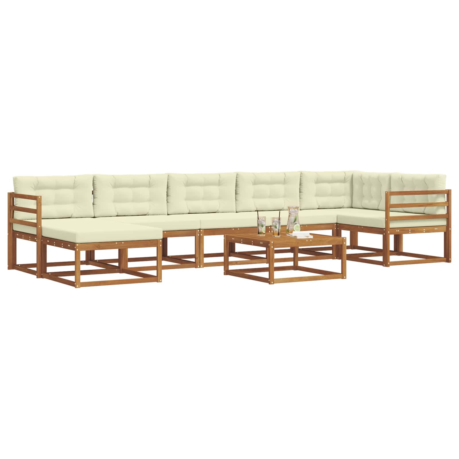 Outdoor-Sofagarnitur mit Kissen 8 pcs Natur und Creme