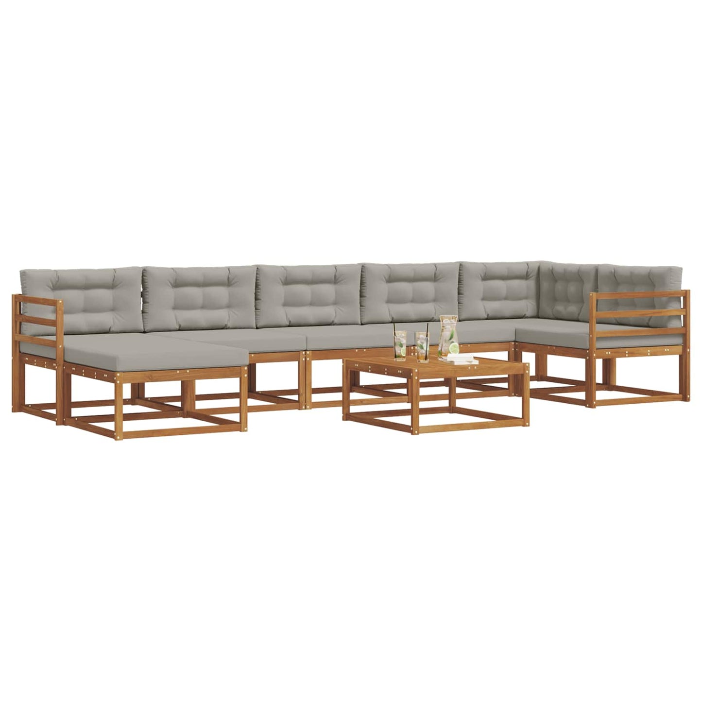 Outdoor-Sofagarnitur mit Kissen 8 pcs Natürlich und Hellgrau
