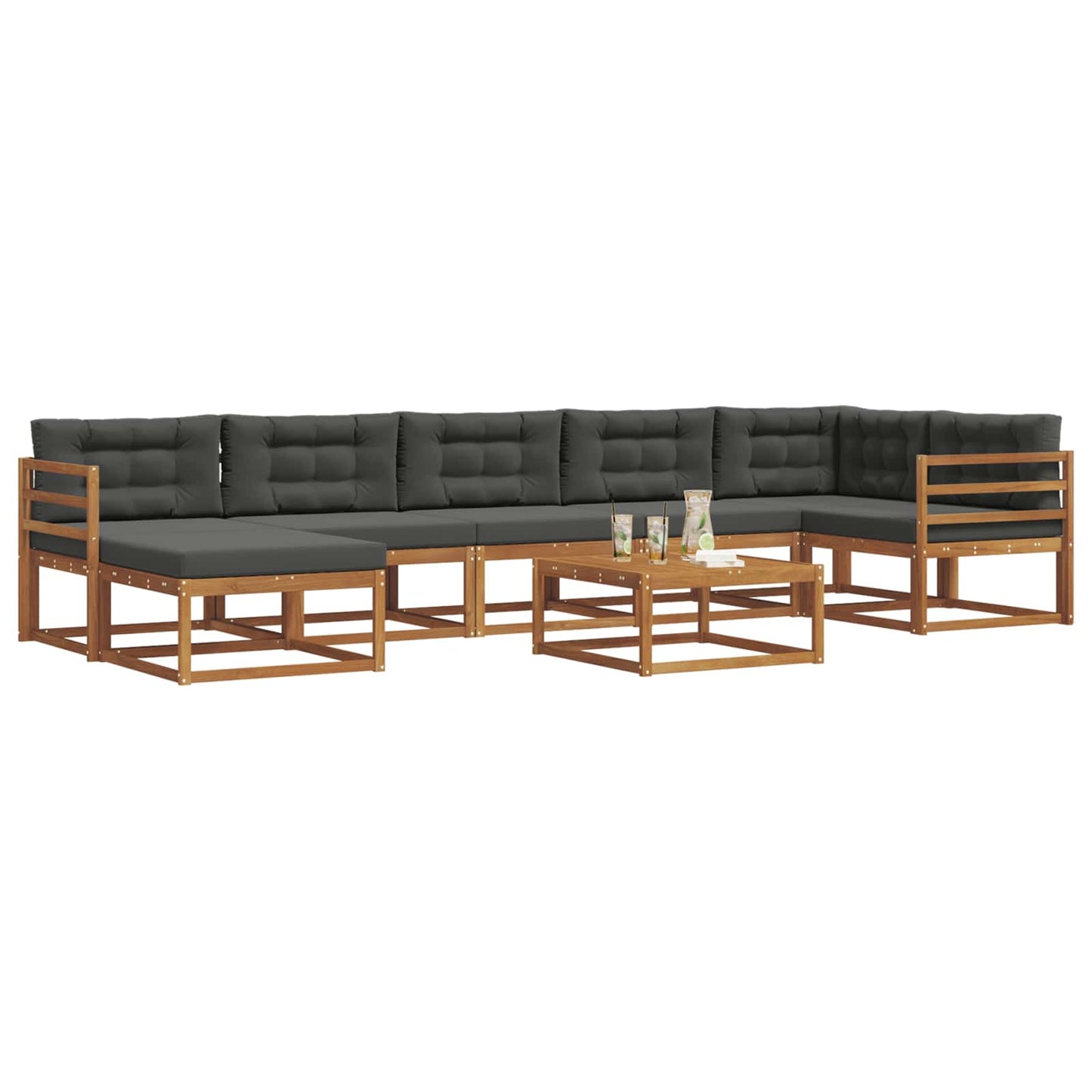 Outdoor-Sofagarnitur mit Kissen 8 pcs Natur und Anthrazit